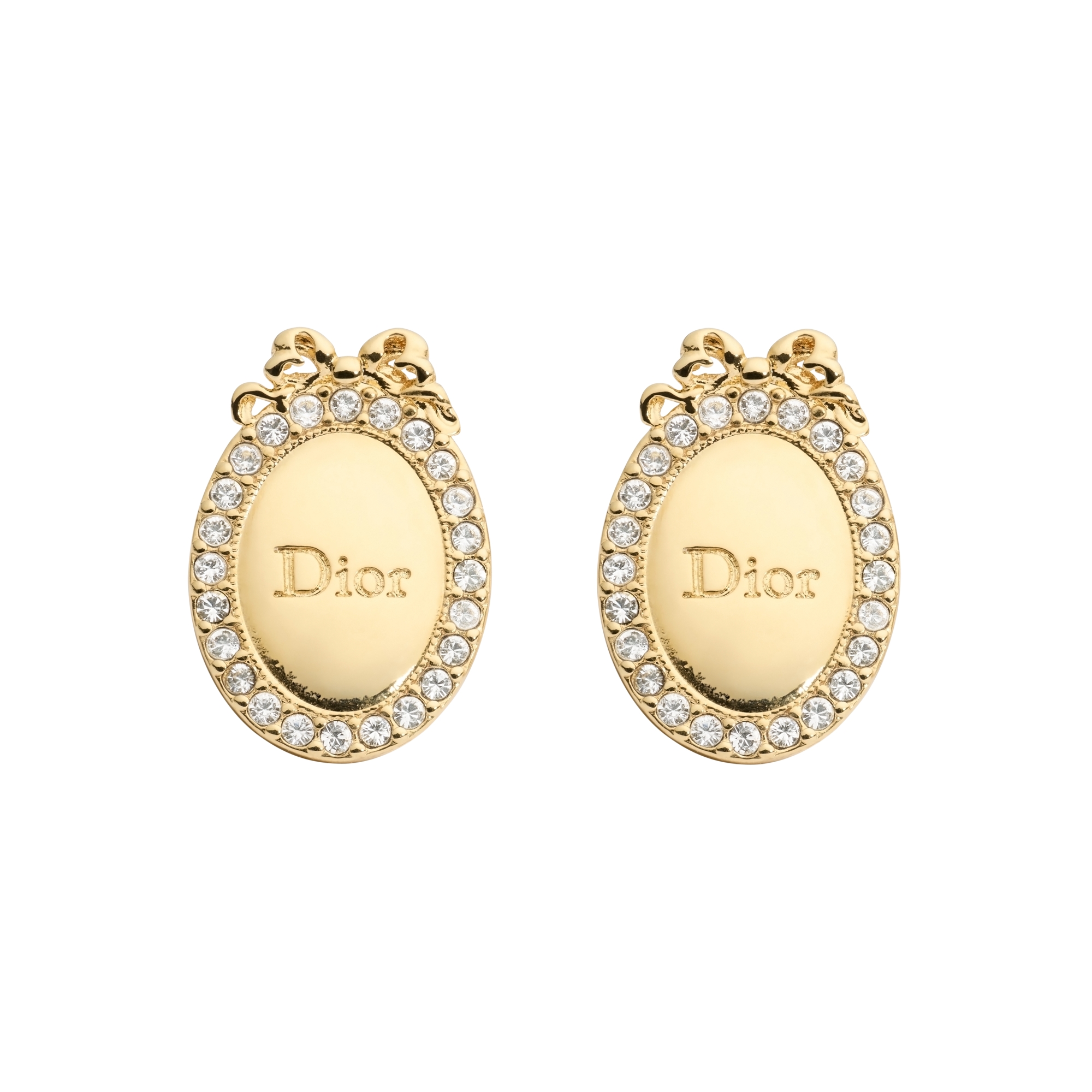 Dior Médaillon Earrings Gold-Finish Metal and Crystals E01