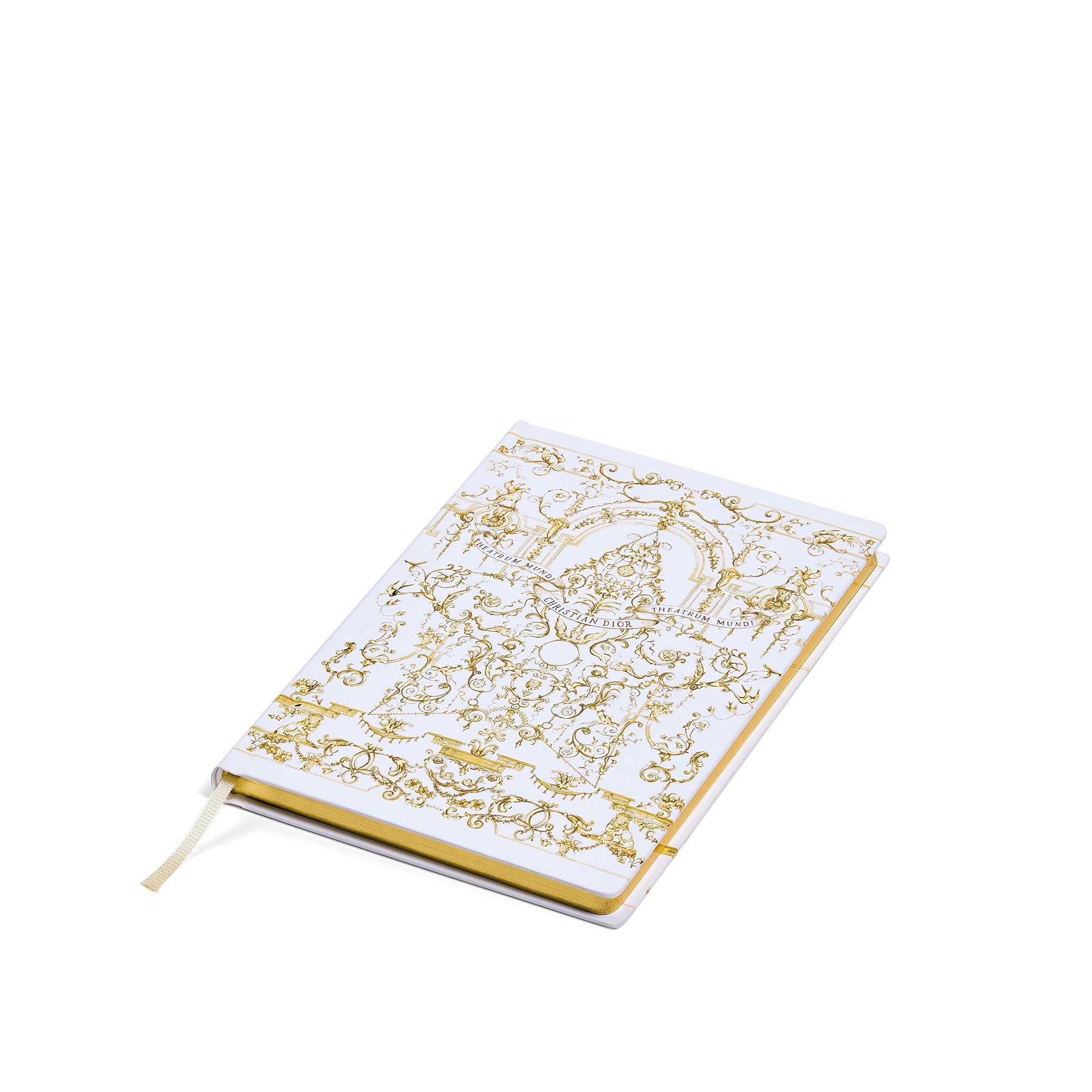 Notebook White Cover with Gold-Tone Dioresque Stella Motif E03