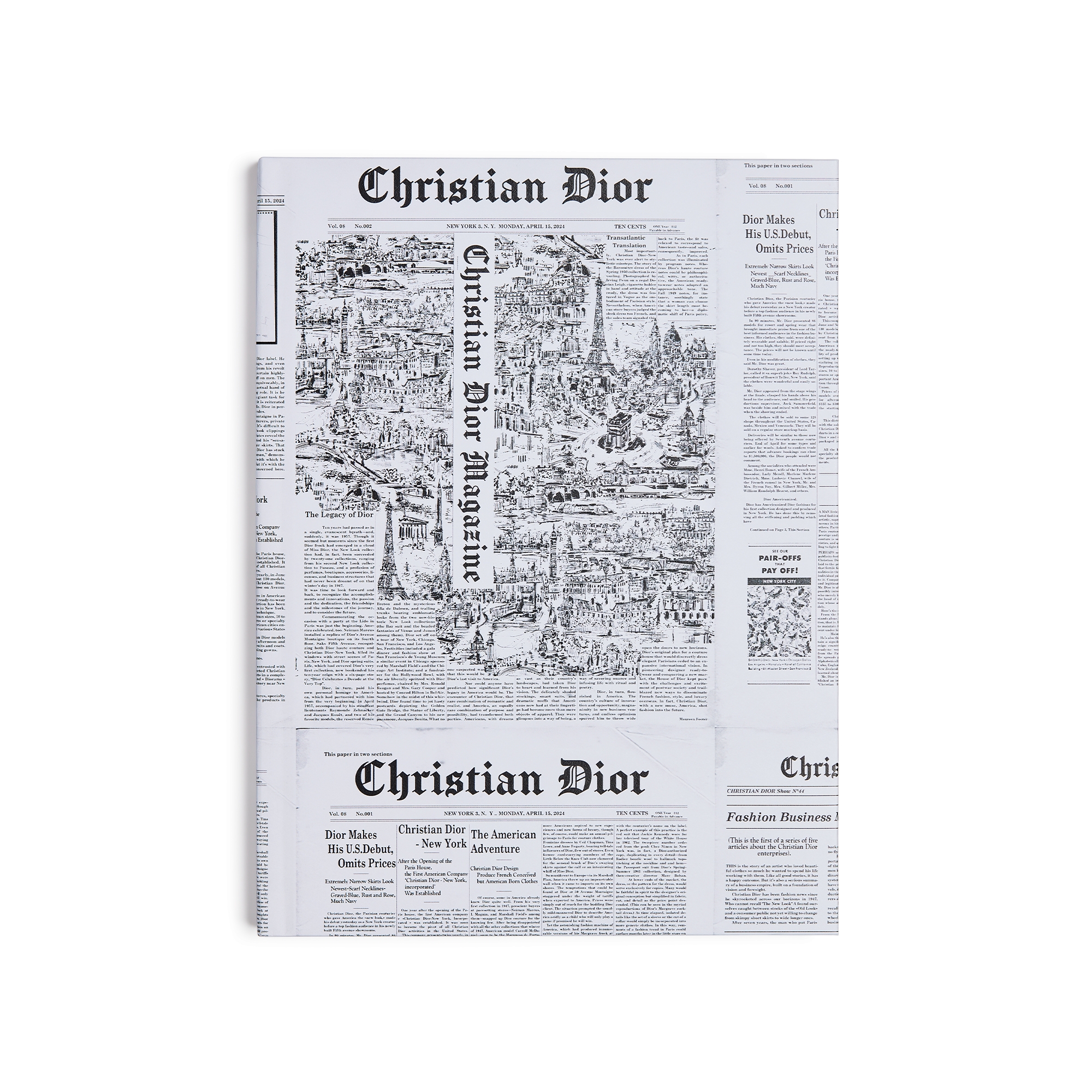 Notebook Cover with White and Black Newspaper Motif E01