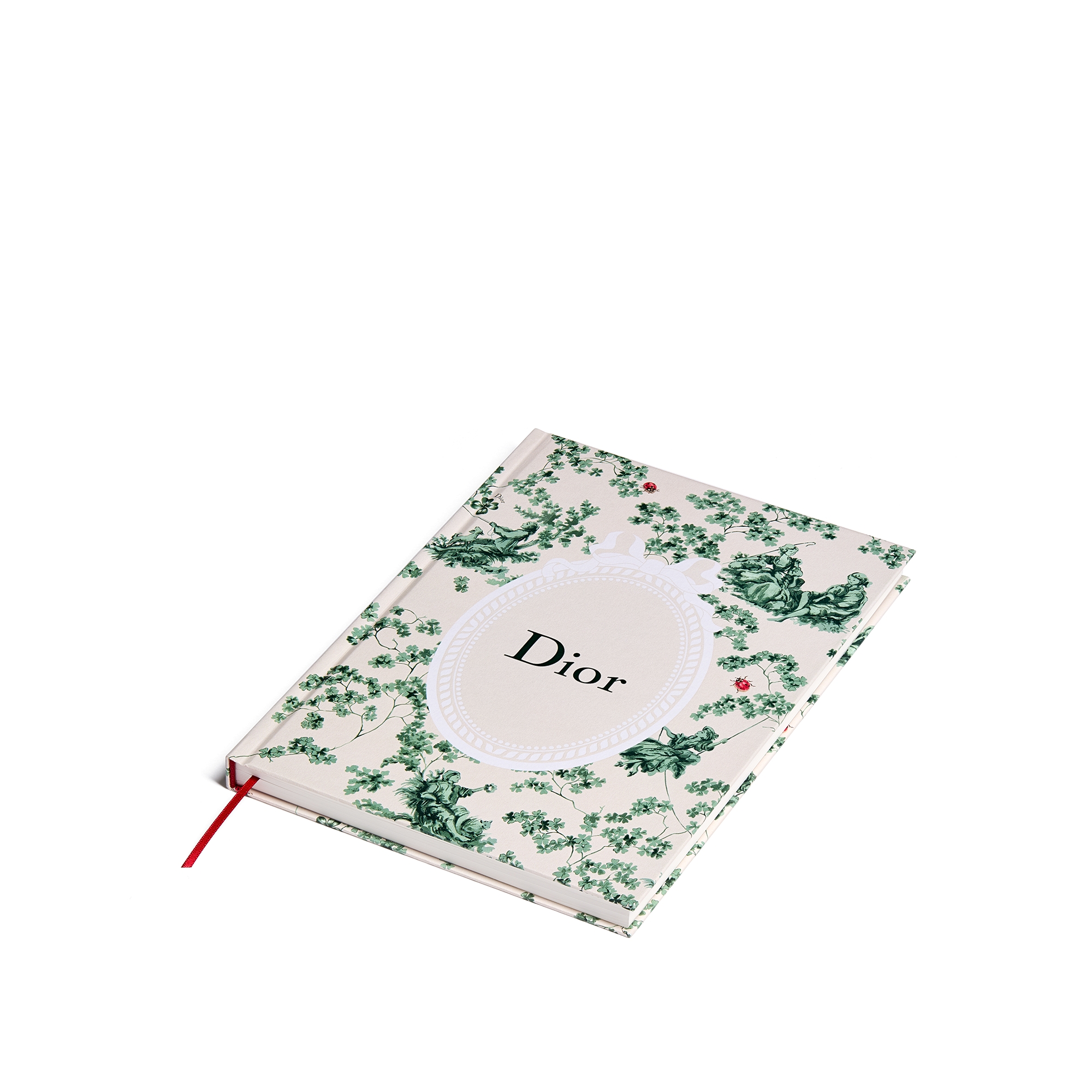 Notebook Ecru Cover with Green Toile de Jouy Clover Motif E03