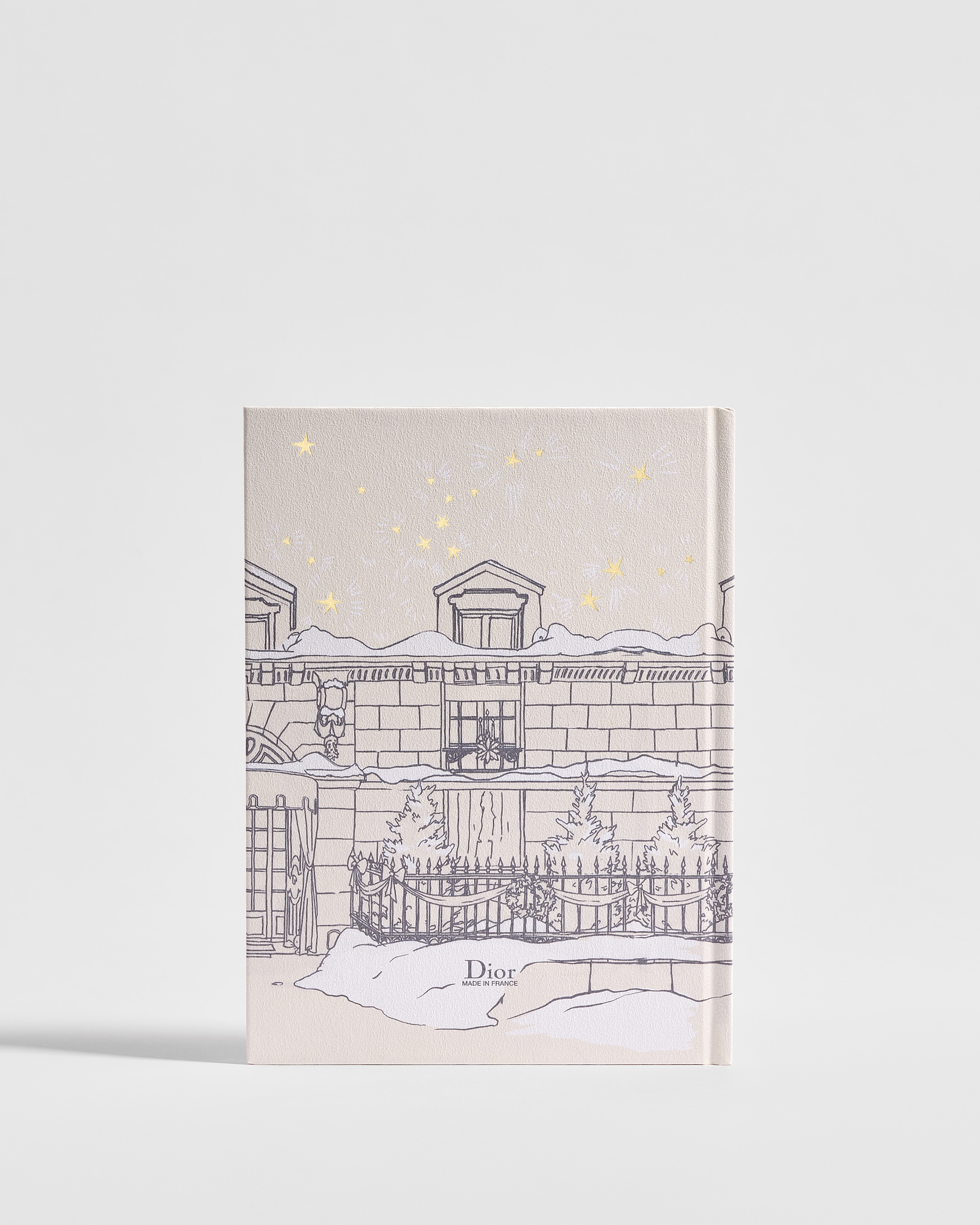 Notebook White Cover with Gray and Gold-Tone Montaigne in the Snow Motif E08
