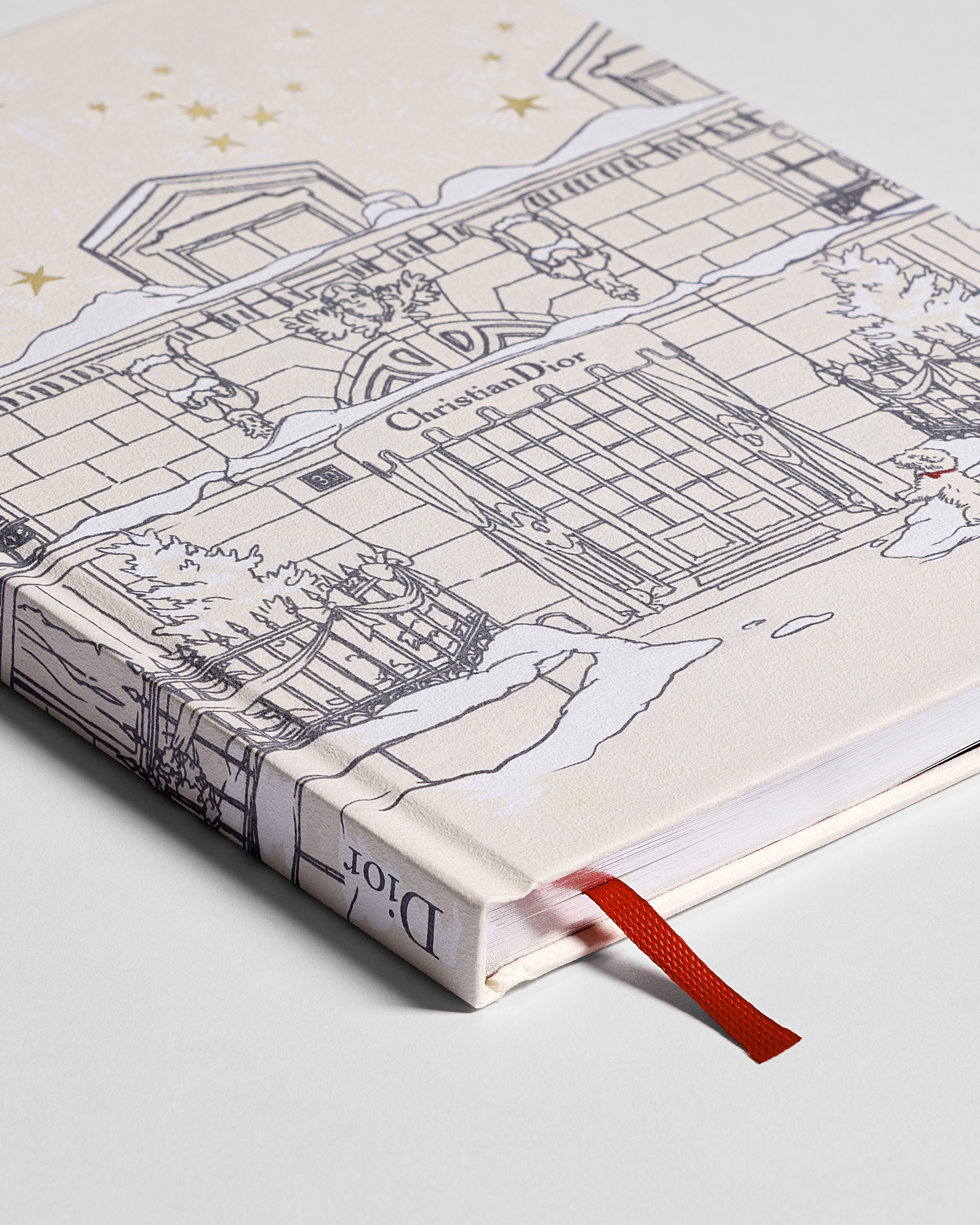 Notebook White Cover with Gray and Gold-Tone Montaigne in the Snow Motif E10