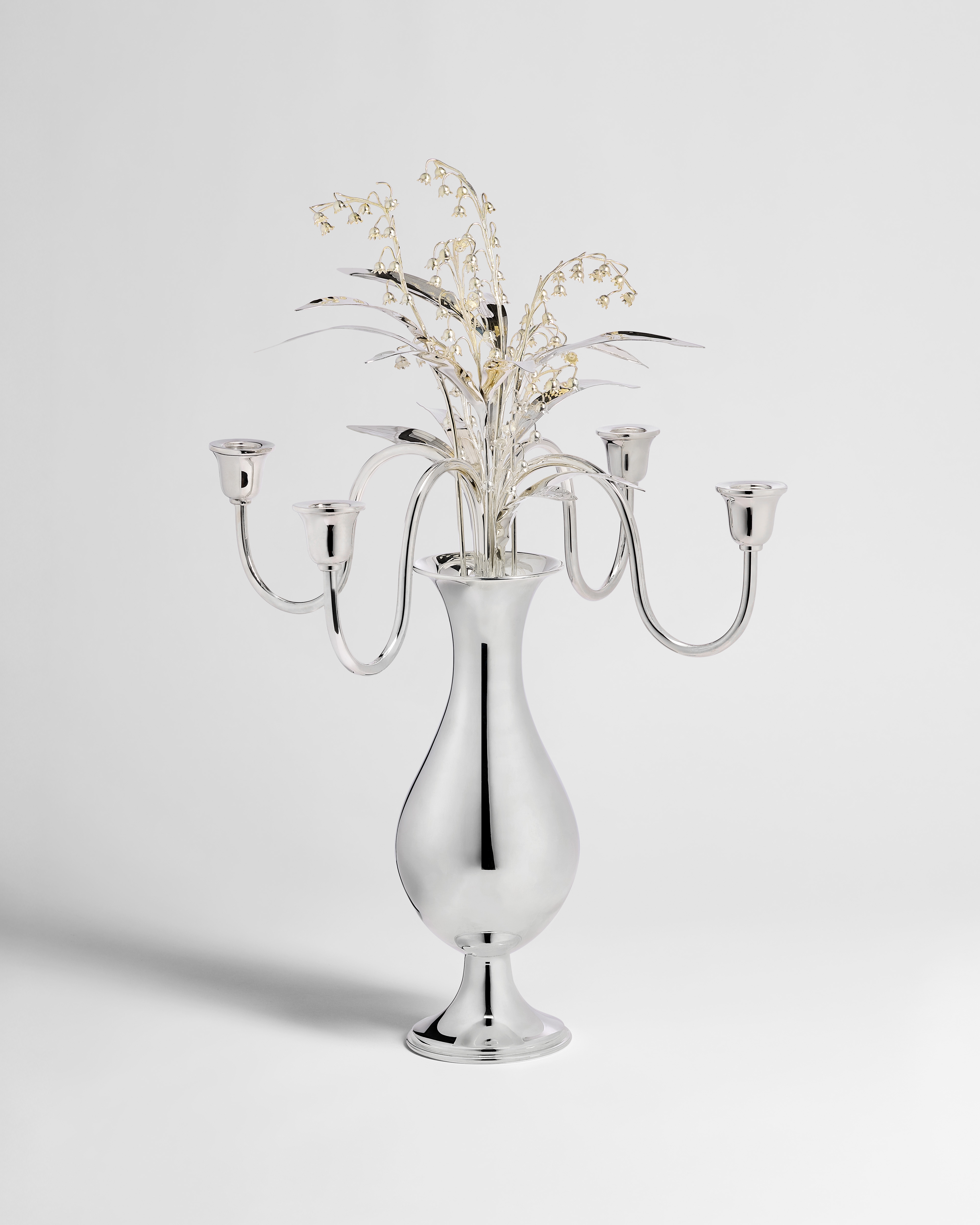Candelabra Vase Silver-Finish Brass and Silver, Sam Baron for Dior E01