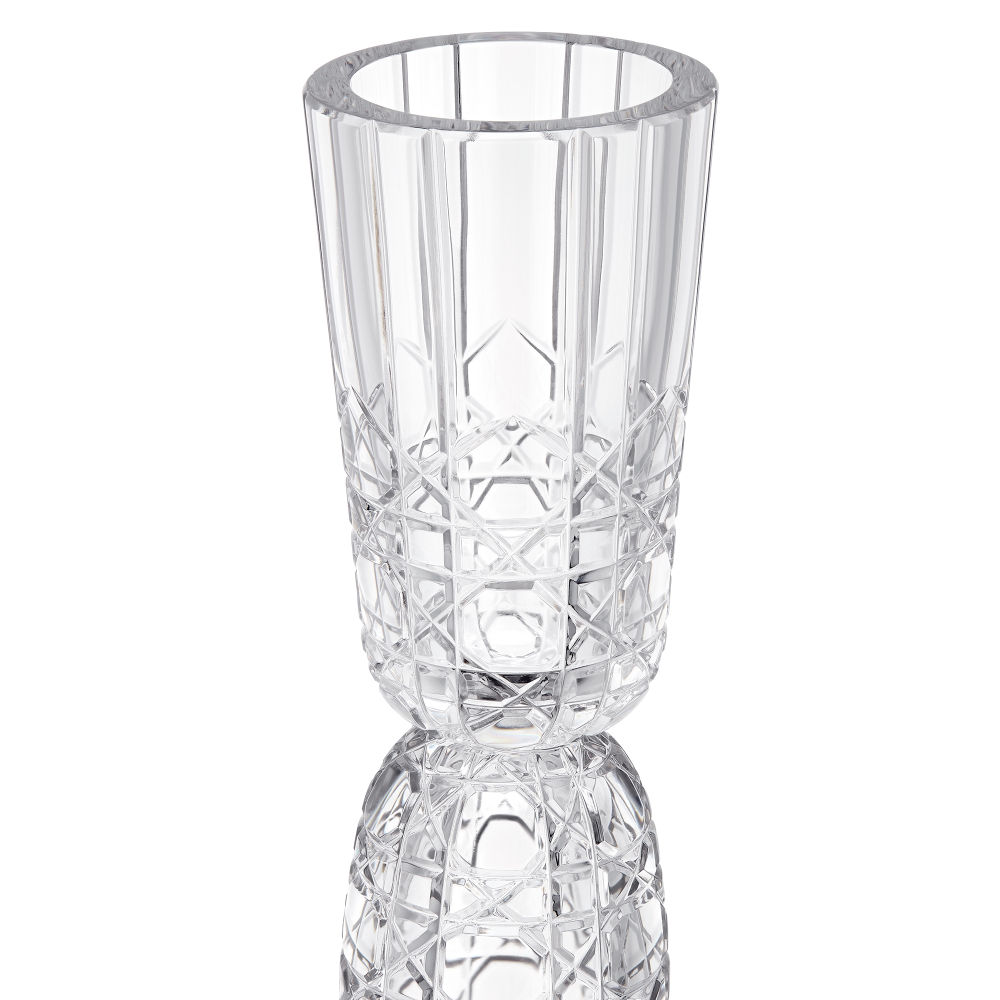 Set of Two Candle Holders Crystal with Cannage Motif E10