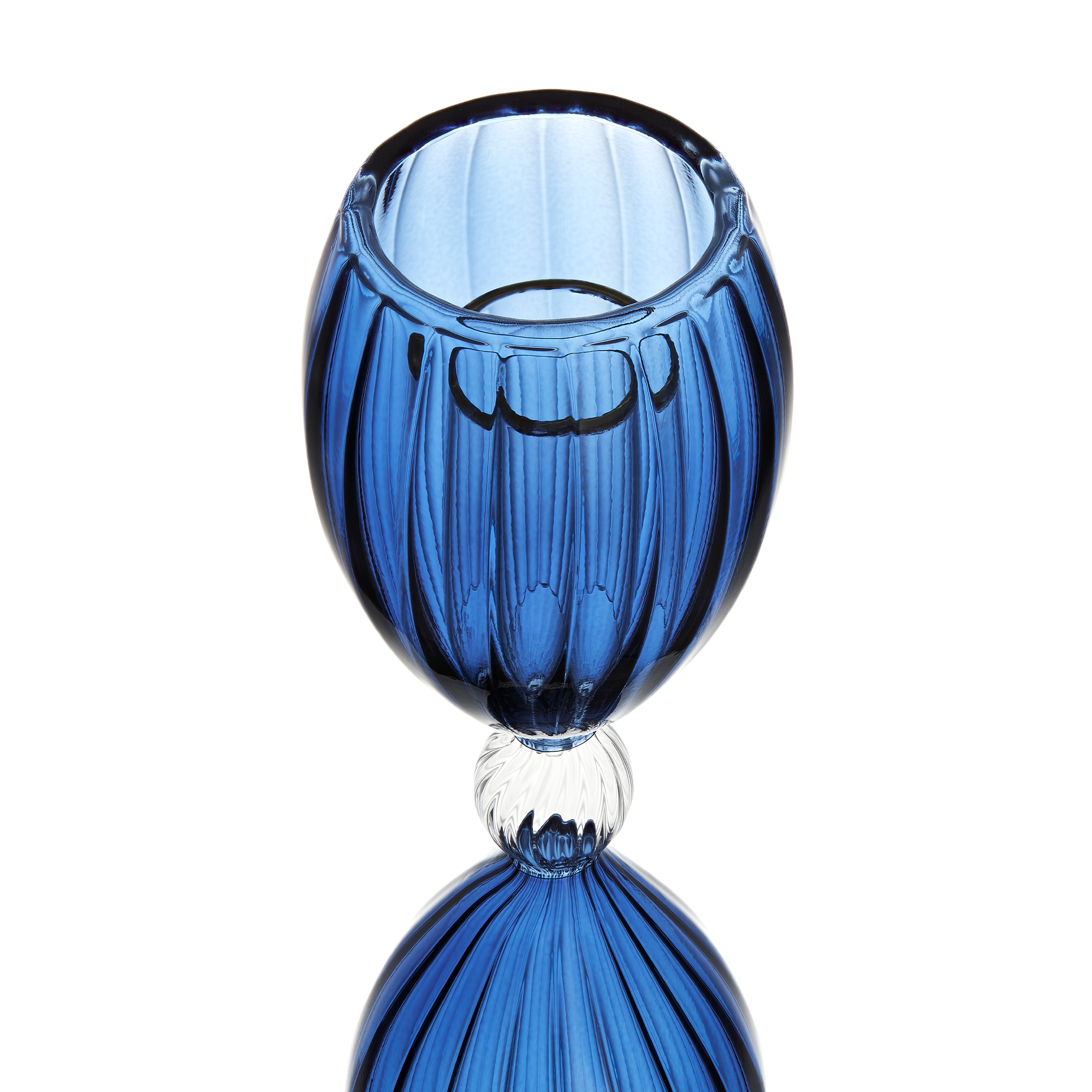 Large Salento Candle Holder Blue Blown Glass E09