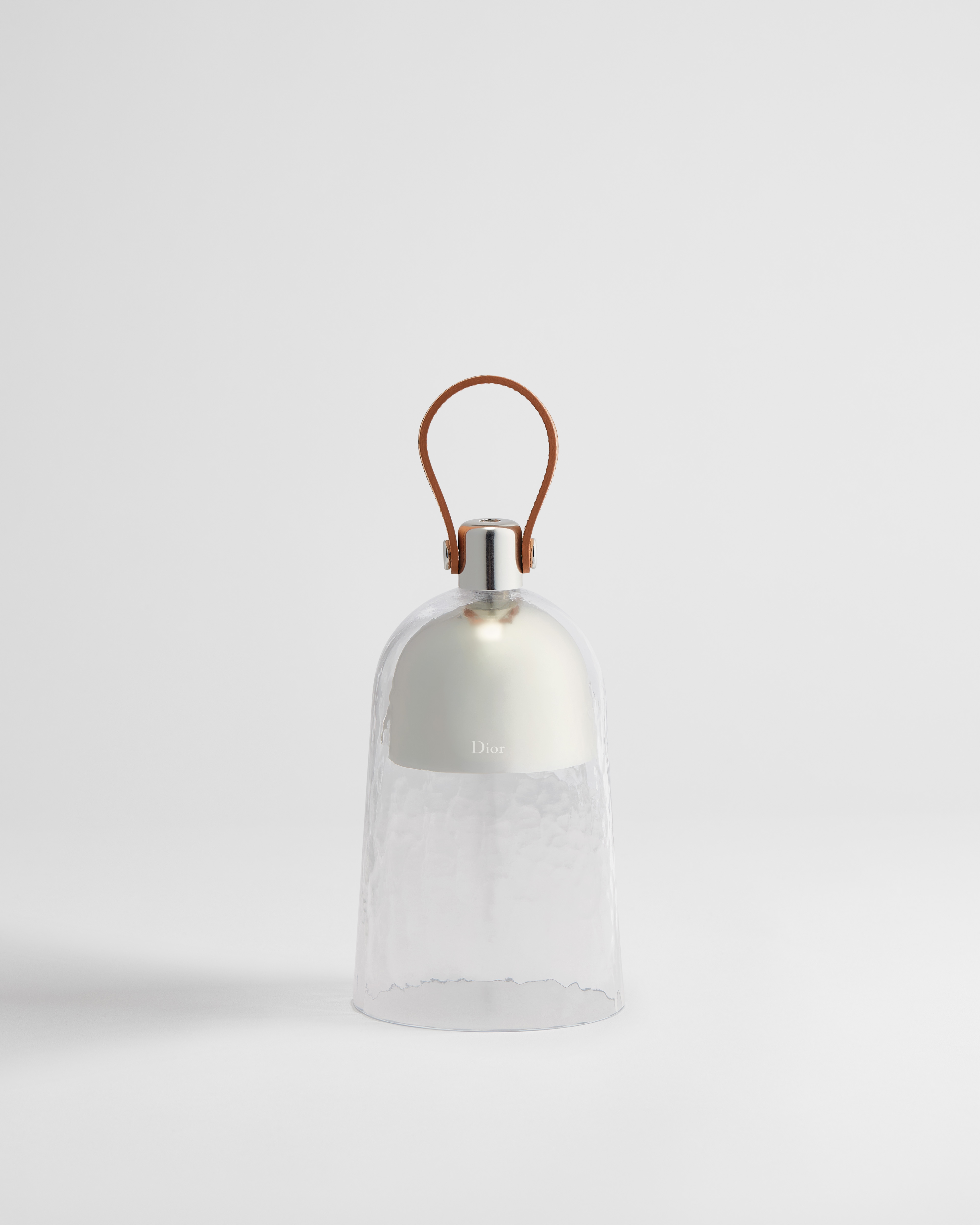 Corolle Armide Mini Portable Lantern Transparent Hand-Blown Murano Glass and Camel Calfskin E01