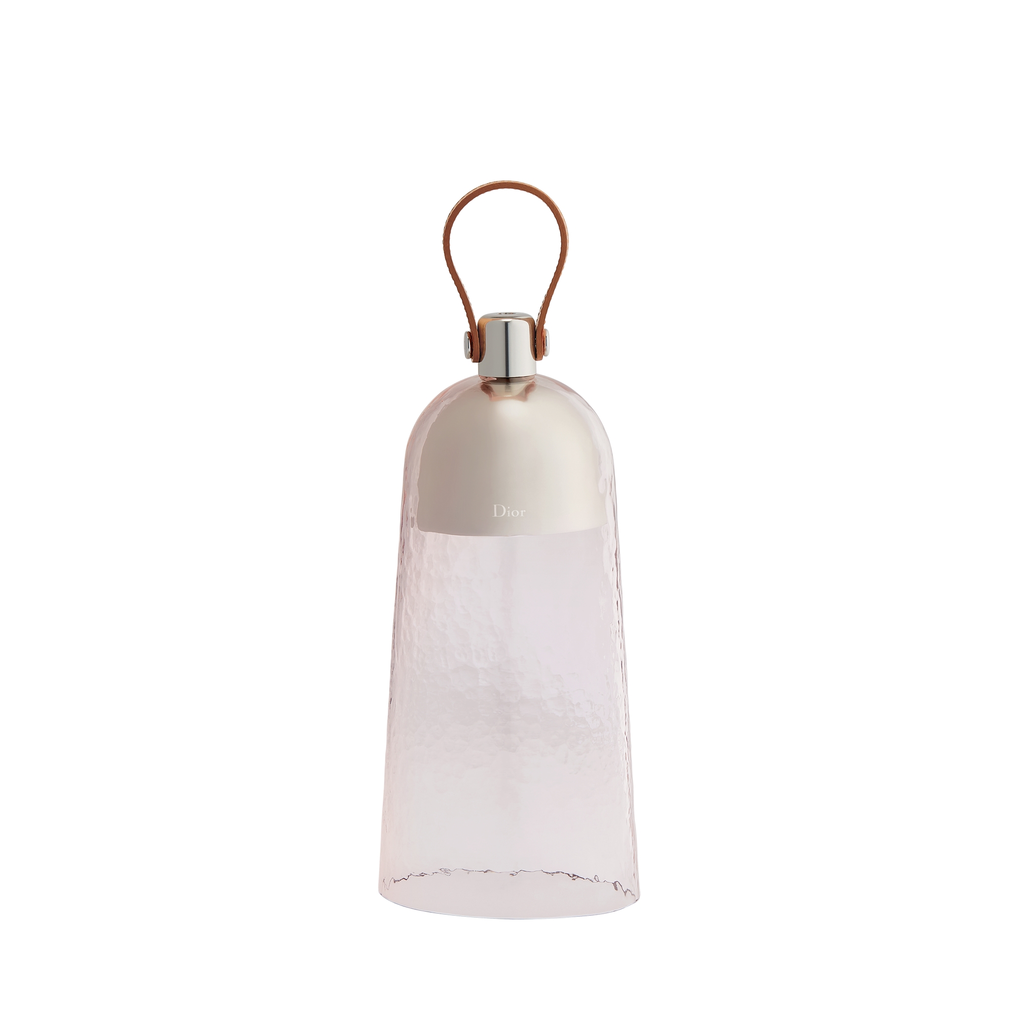  Transparent Pink Hand-Blown Murano Glass and Camel Calfskin