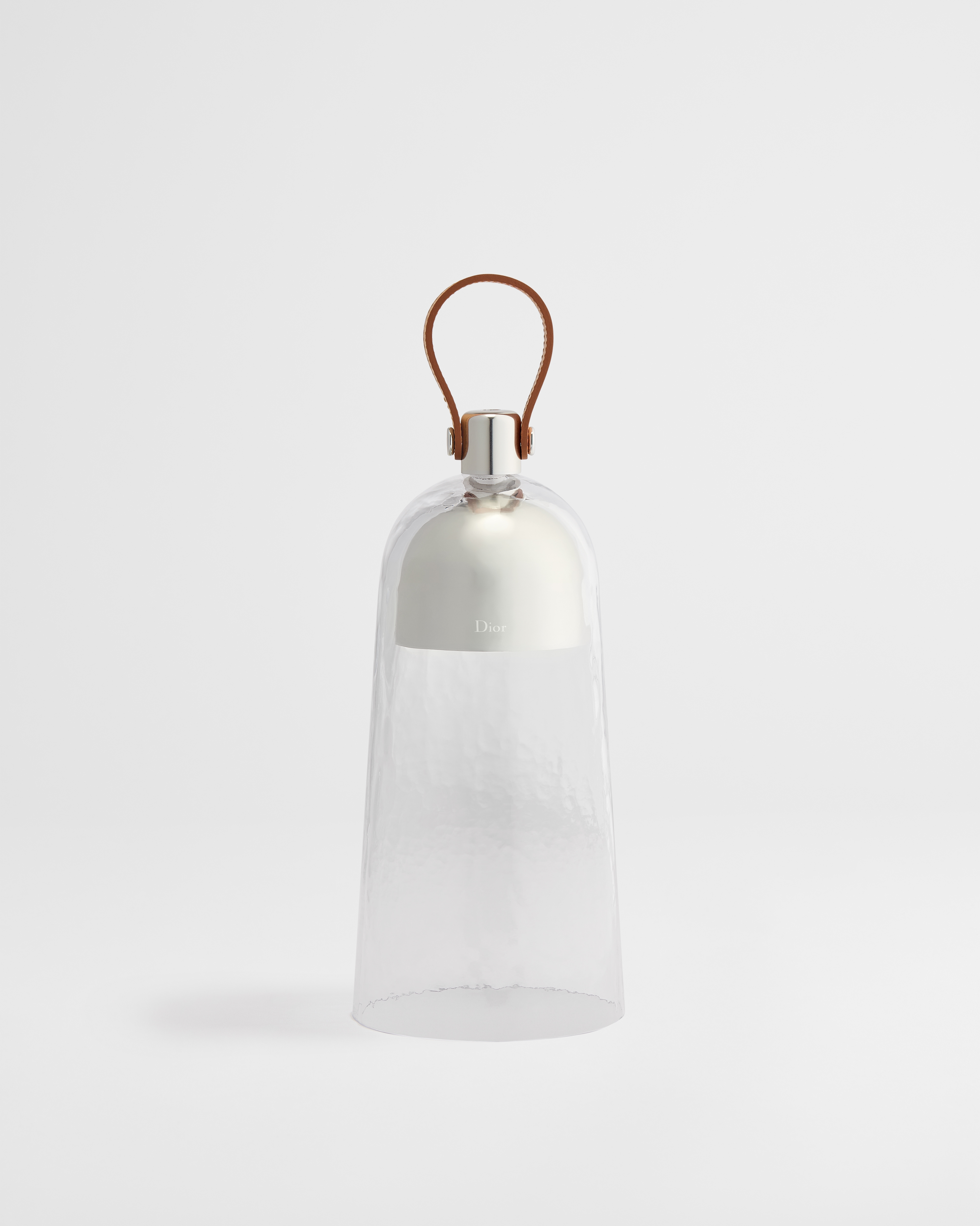 Corolle Armide Portable Lantern Transparent Hand-Blown Murano Glass and Camel Calfskin E01