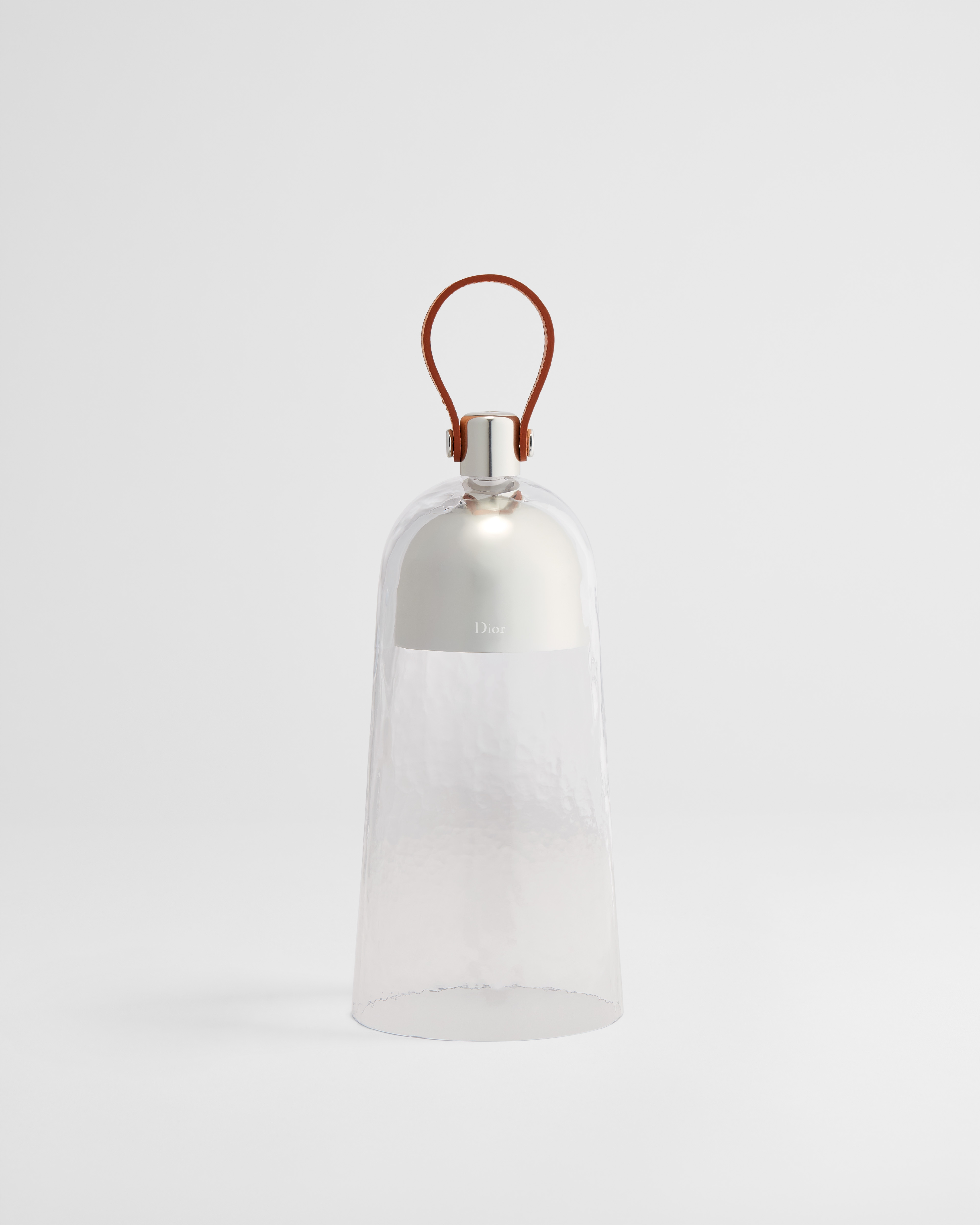 Corolle Armide Portable Lantern Transparent Hand-Blown Murano Glass and Camel Calfskin E01