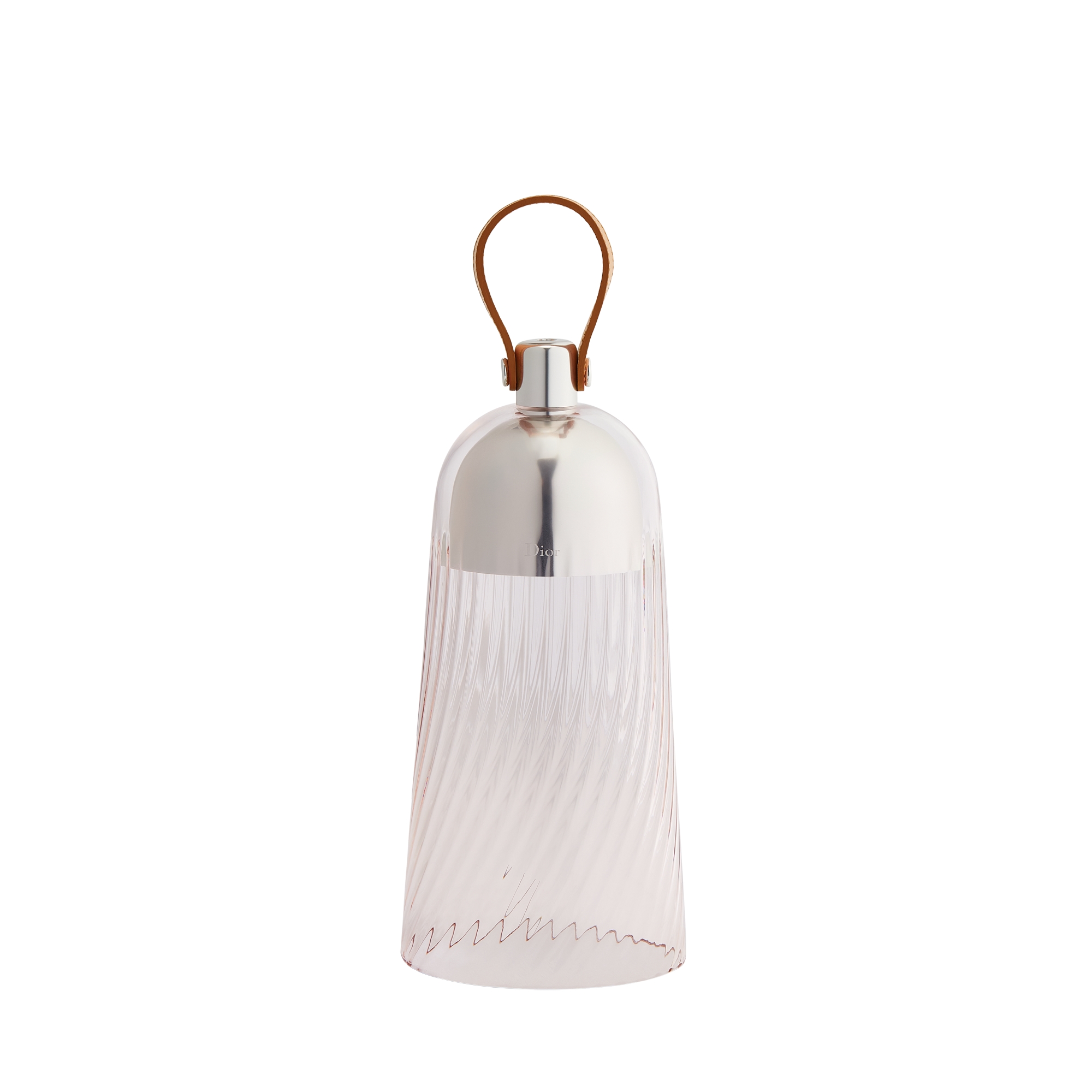  Transparant roze, handgeblazen Murano-glas en camelkleurig kalfsleer