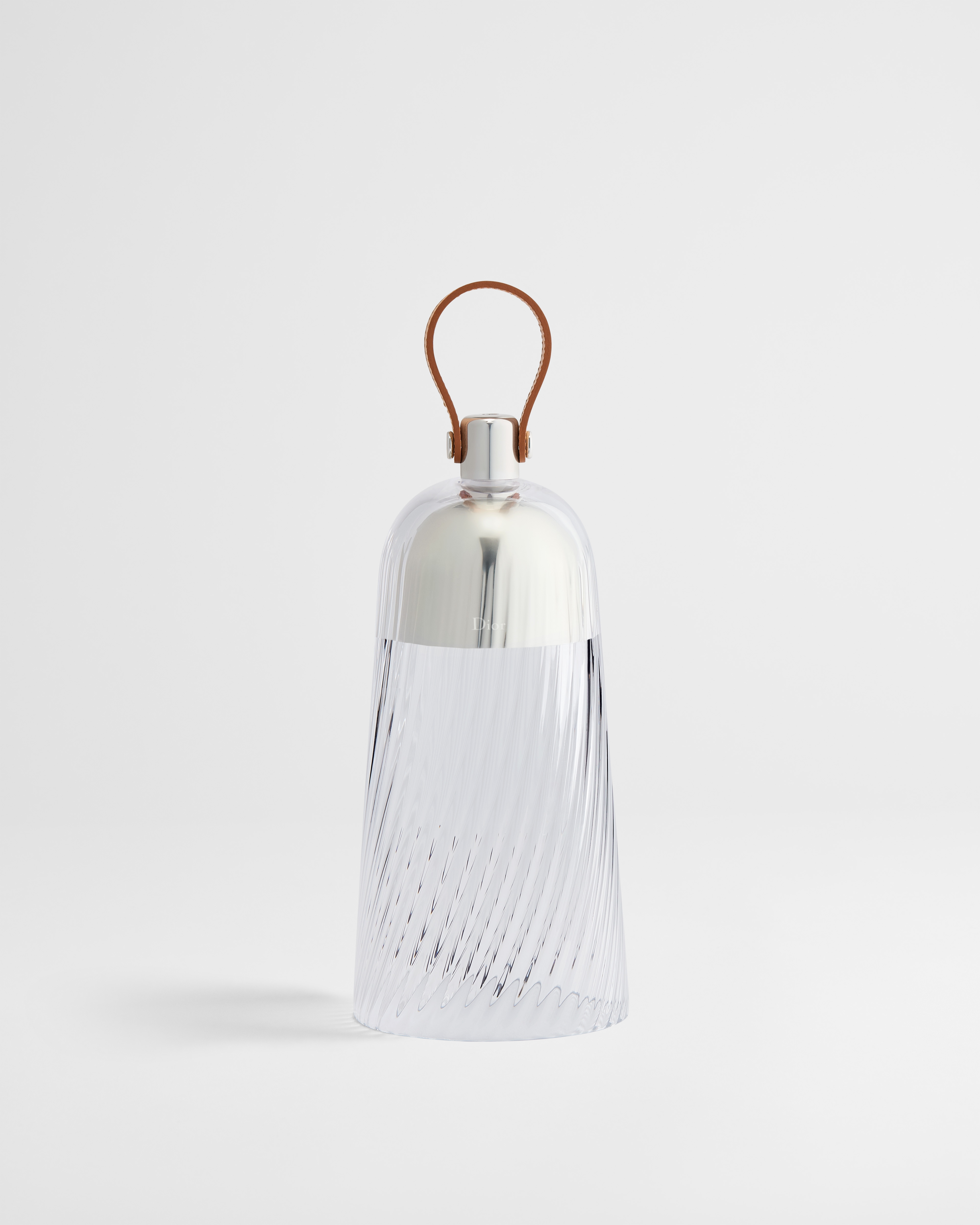 Corolle Tourbillon Portable Lantern Transparent Hand-Blown Murano Glass and Camel Calfskin E01