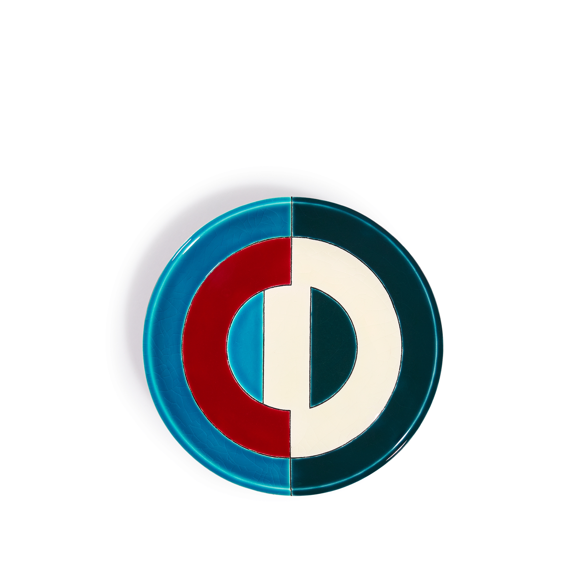 Trinket Tray Manufacture des Émaux de Longwy for Dior — Red and Green CD Entrelacés Ceramic and Enamel E01