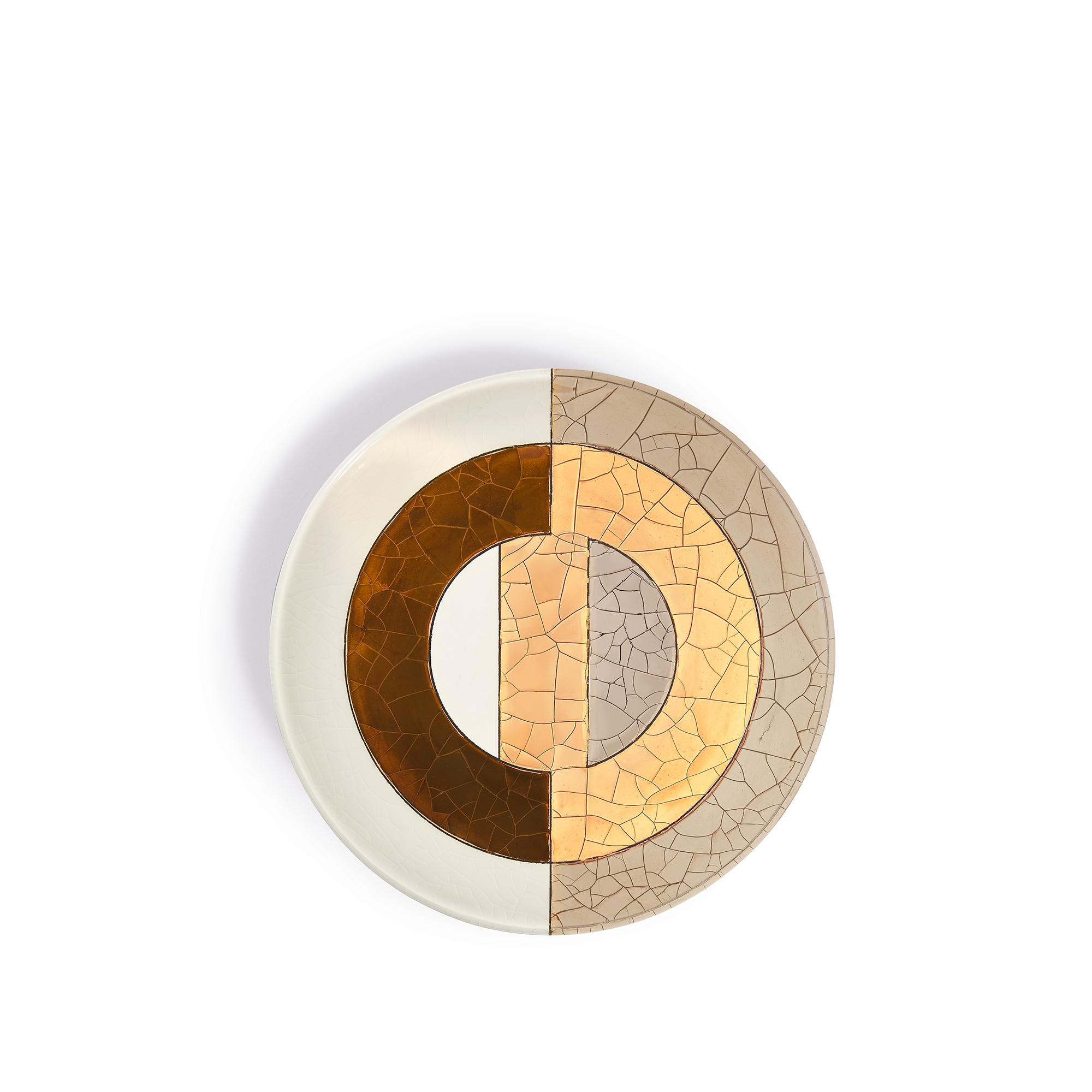 Vassoio decorativo Manufacture des Émaux de Longwy per Dior, ceramica e smalto CD Entrelacés color oro E01