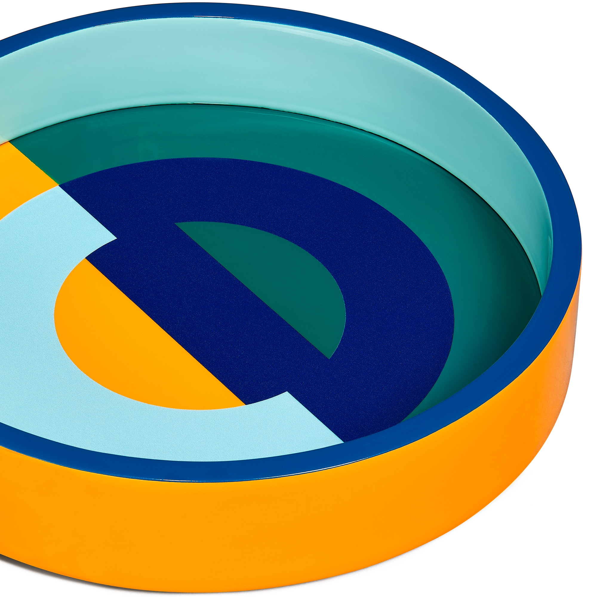 Trinket Tray Lacquered Wood with Green and Yellow CD Entrelacés Motif E09