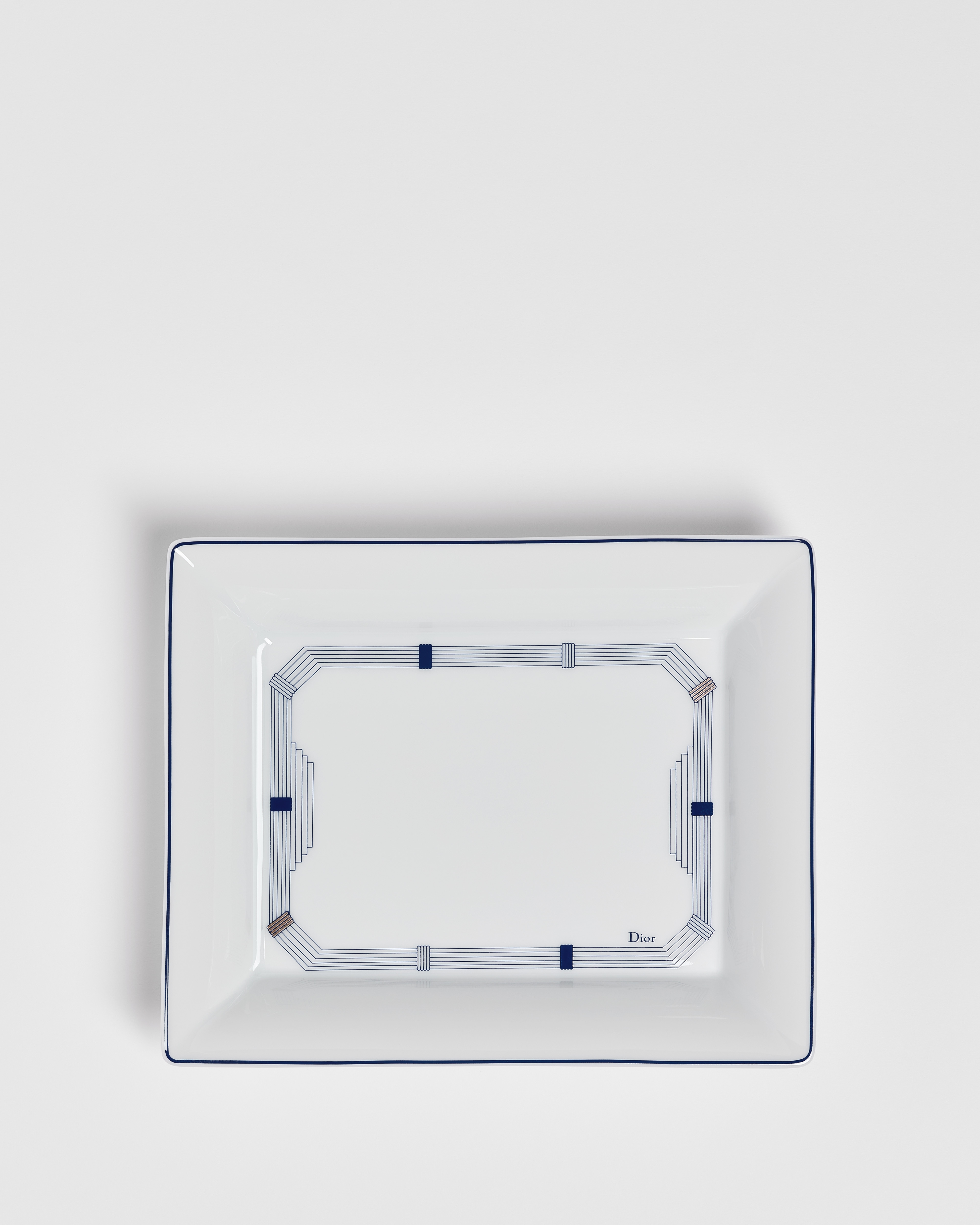 Schaaltje voor snuisterijen Wit Limoges-porselein met blauw Godron-motief E01