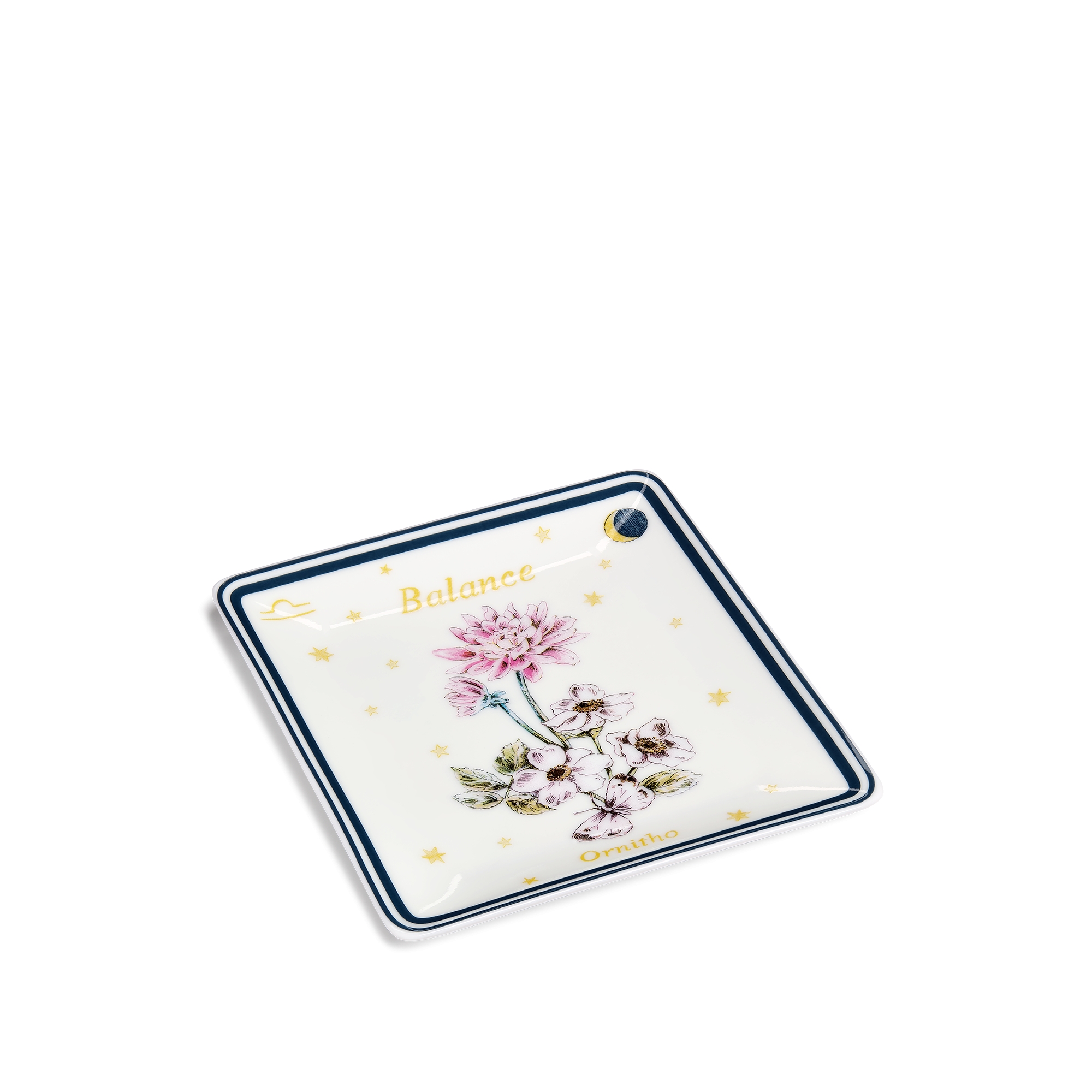 飾品托盤 米白色 Limoges 陶瓷配多色 Fleur du Zodiac 天秤座主題圖案 E03
