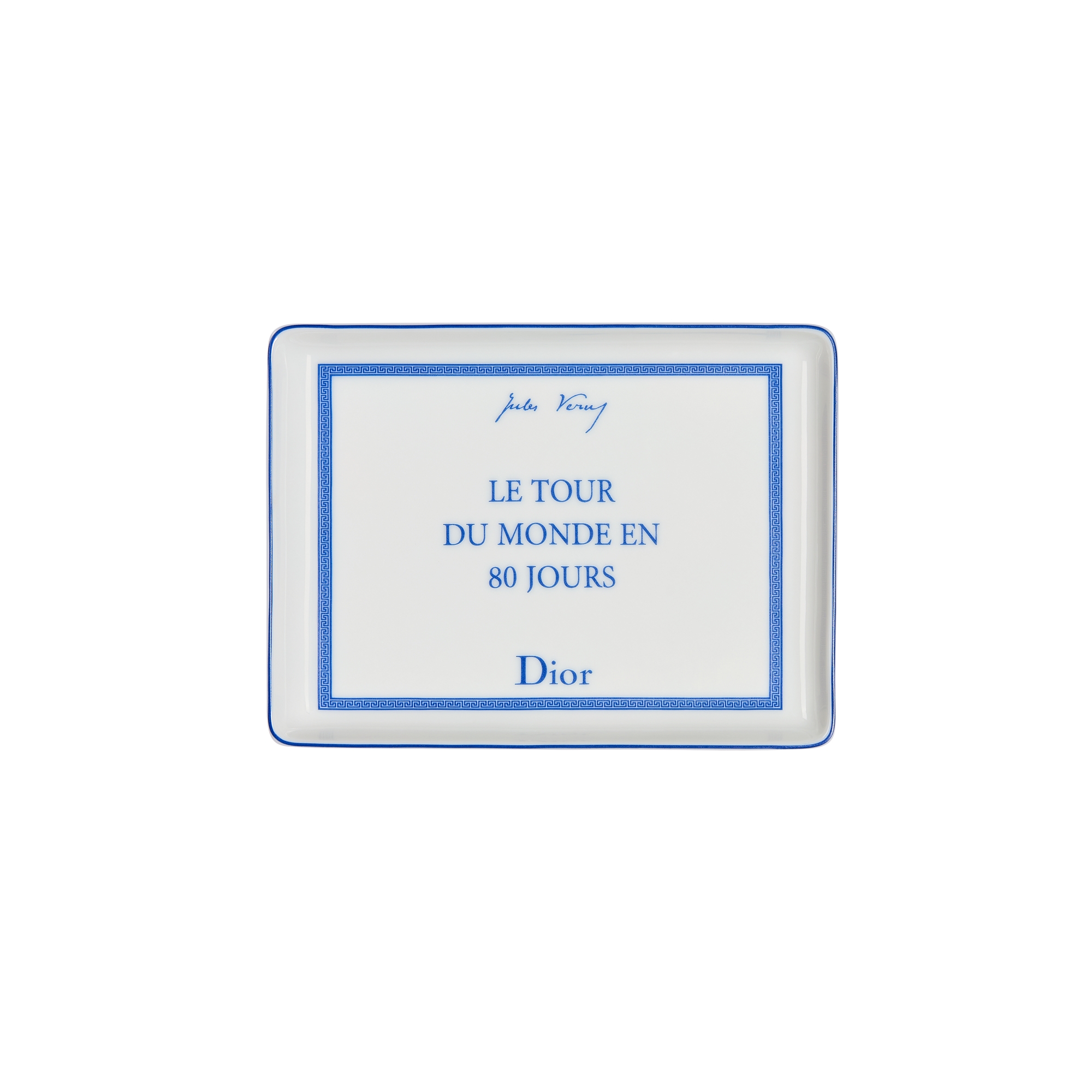 Trinket Tray White Porcelain with Blue Book Cover Motif | DIOR