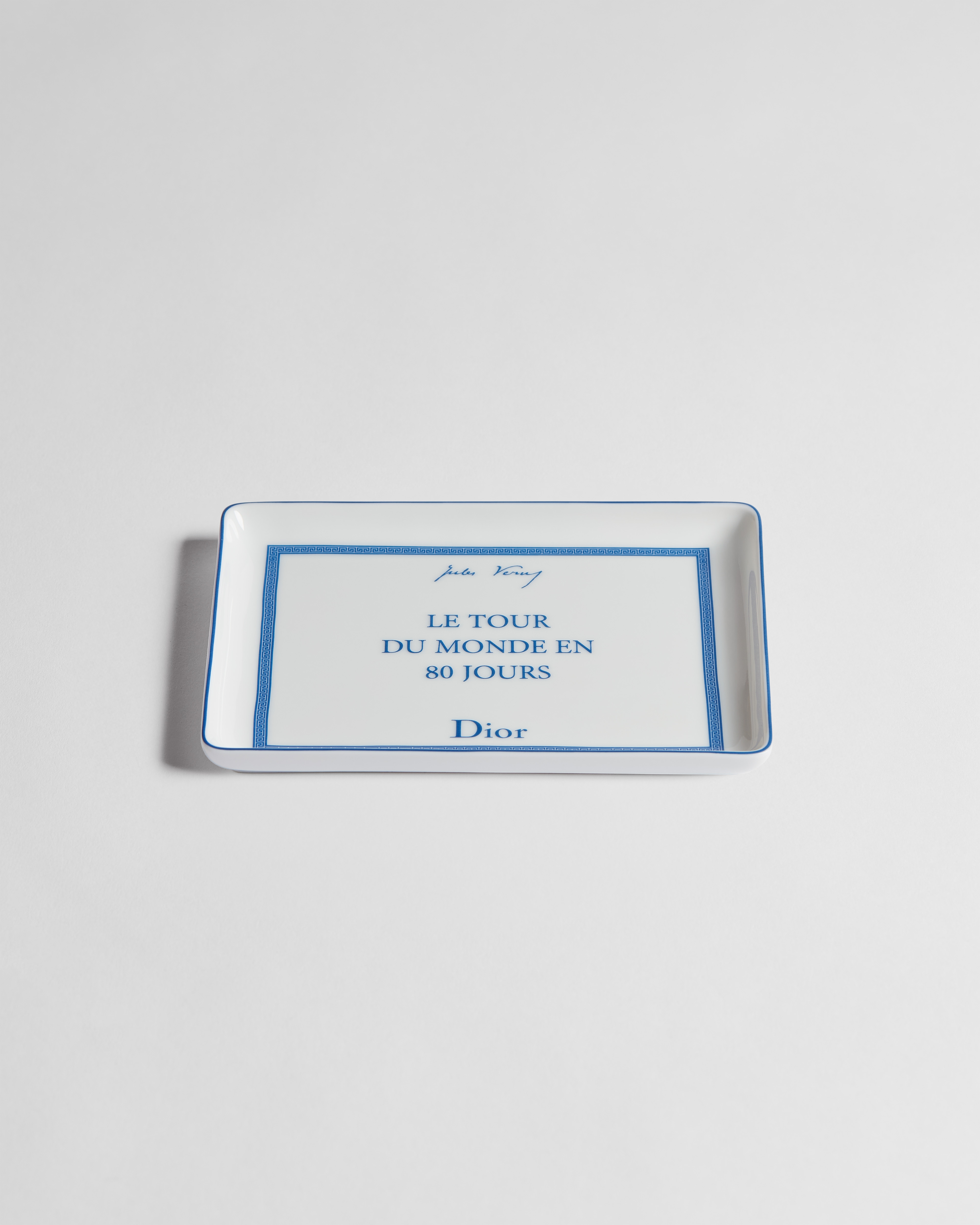 Trinket Tray White Porcelain with Blue Book Cover Motif E06