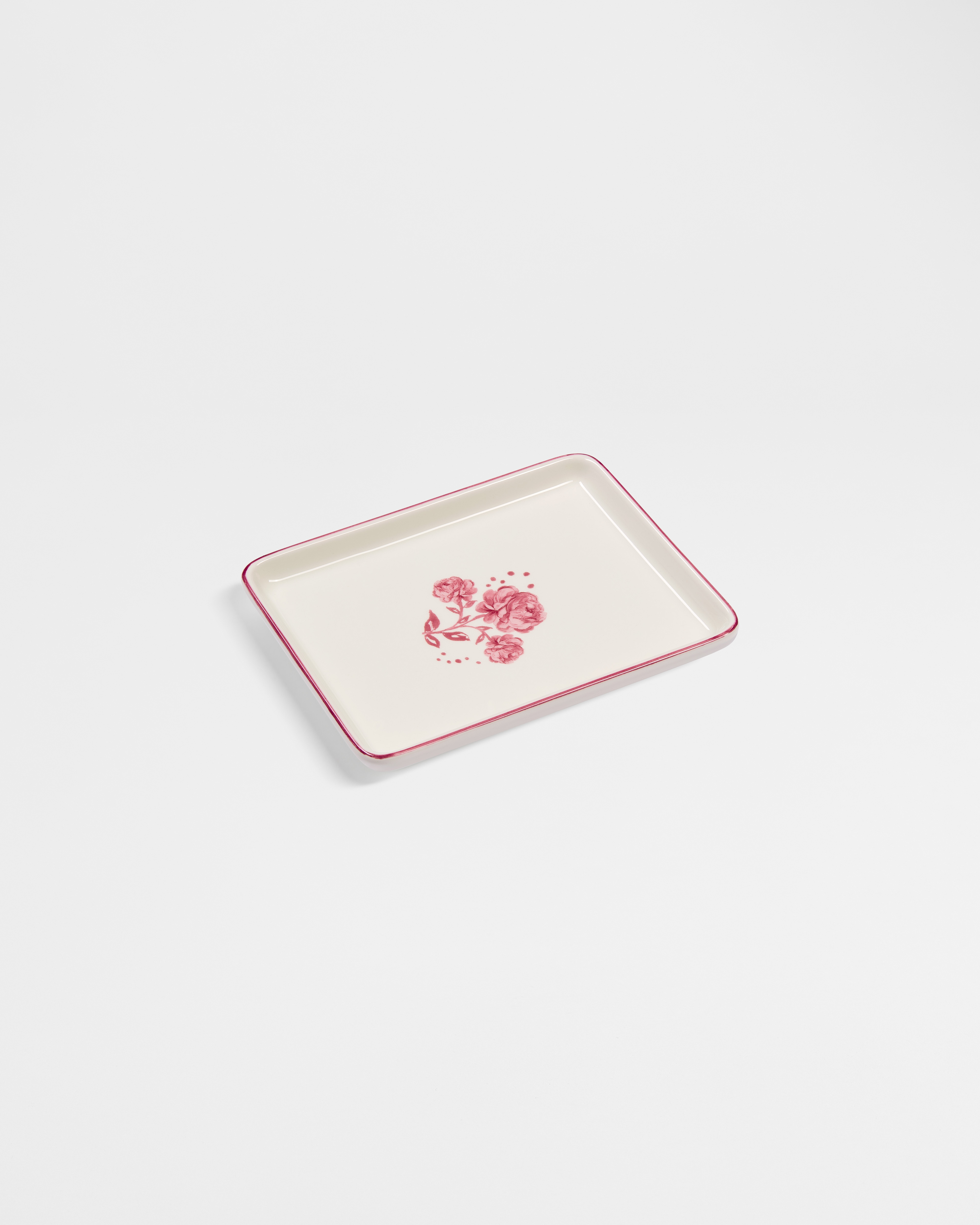 Trinket Tray Ceramic with Rose Motif E03