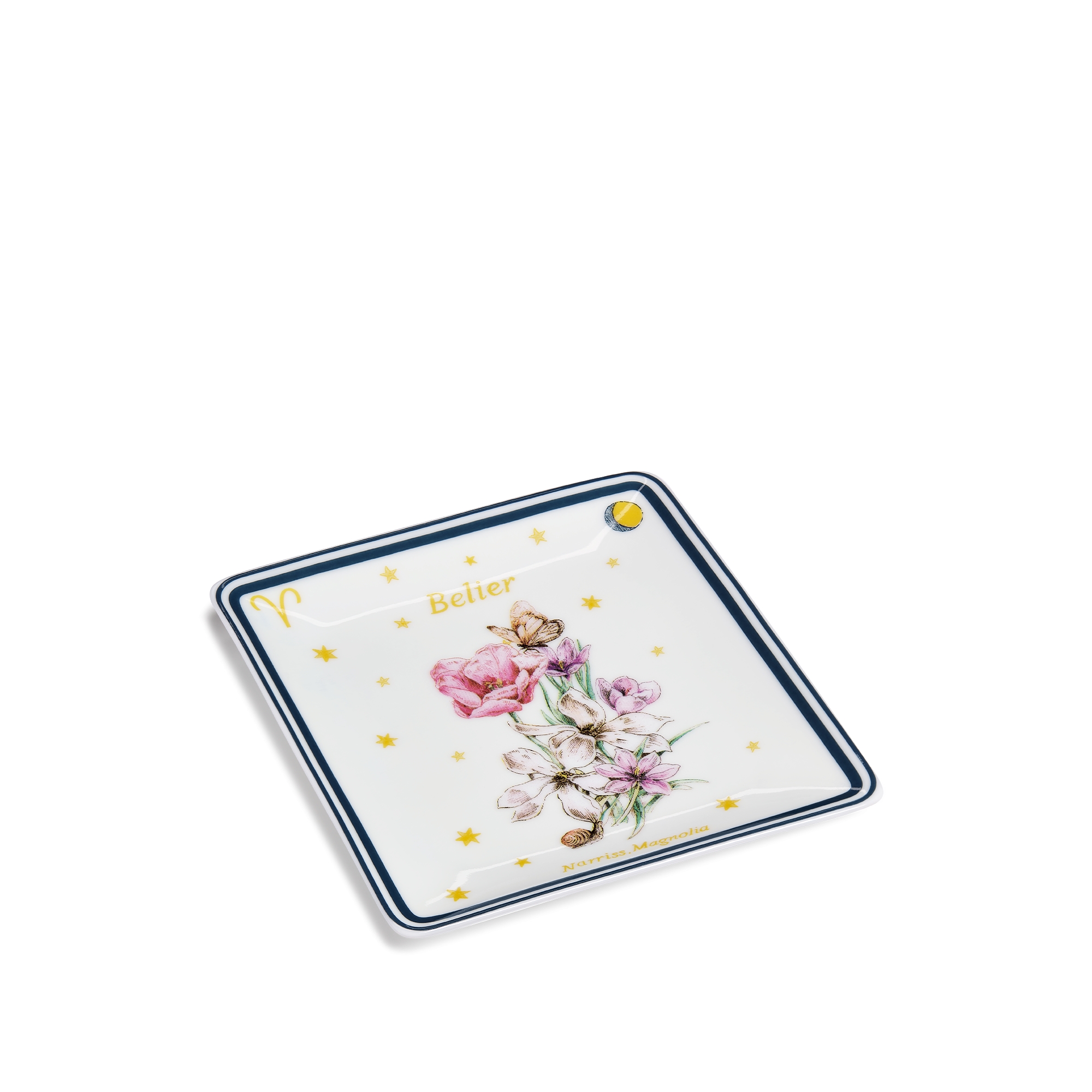 飾品托盤 米白色 Limoges 陶瓷配多色 Fleur du Zodiac 白羊座主題圖案 E03