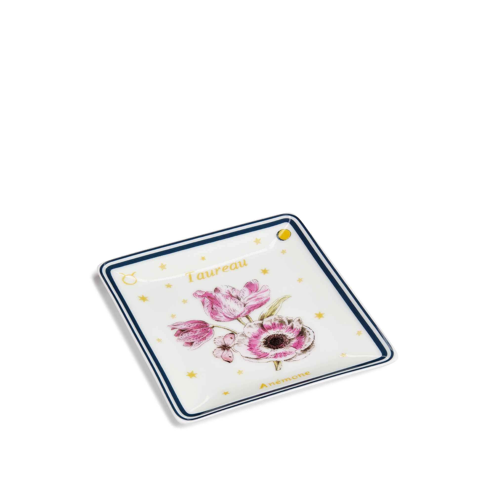 飾品托盤 米白色 Limoges 陶瓷配多色 Fleur du Zodiac 金牛座主題圖案 E03