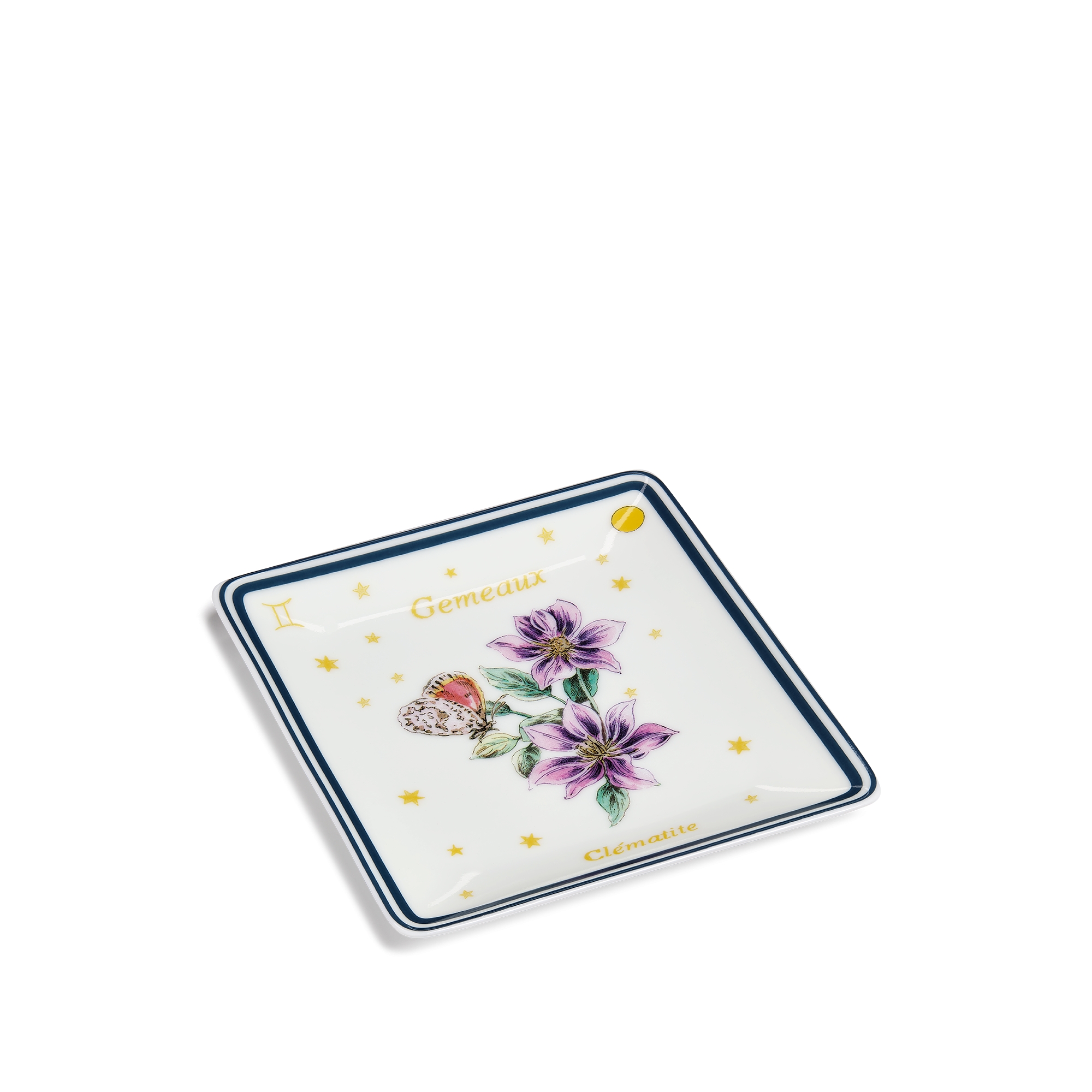 飾品托盤 米白色 Limoges 陶瓷配多色 Fleur du Zodiac 雙子座主題圖案 E03