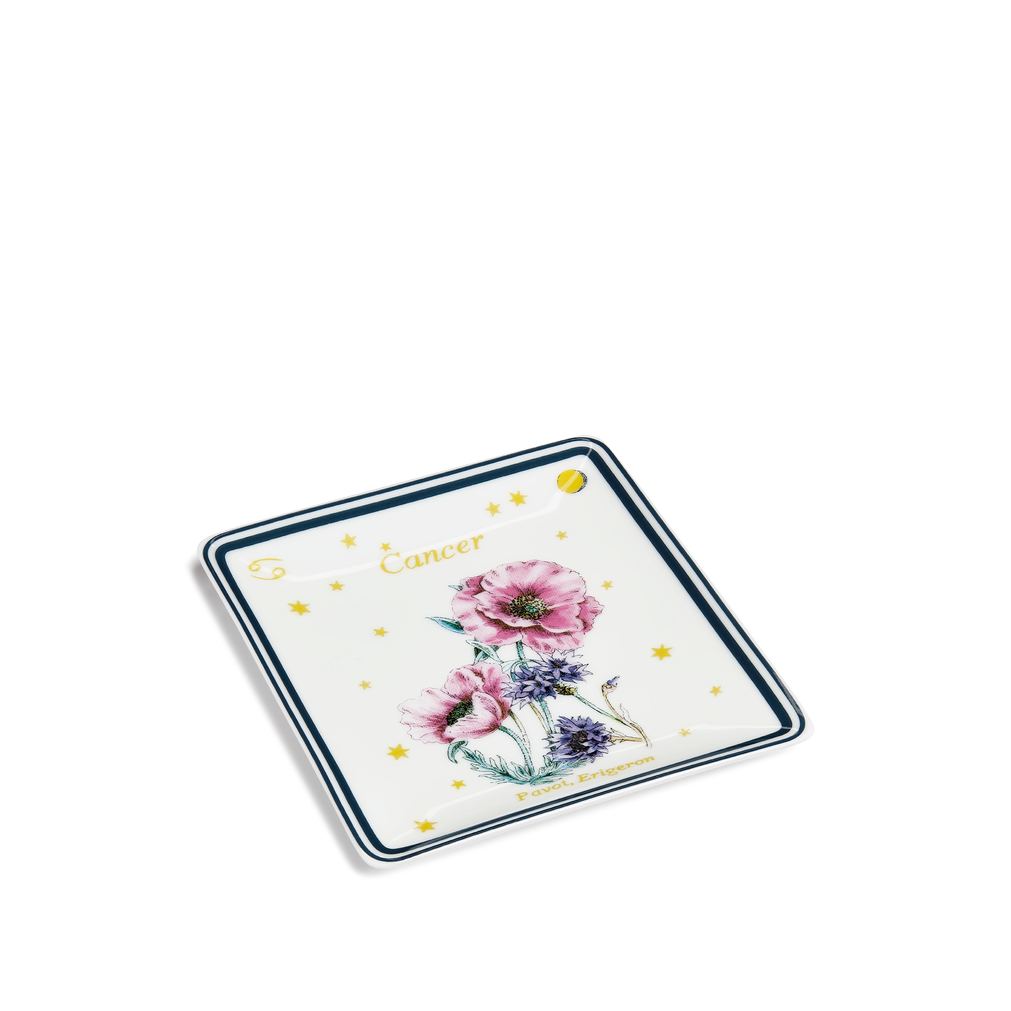 飾品托盤 米白色 Limoges 陶瓷配多色 Fleur du Zodiac 巨蟹座主題圖案 E03