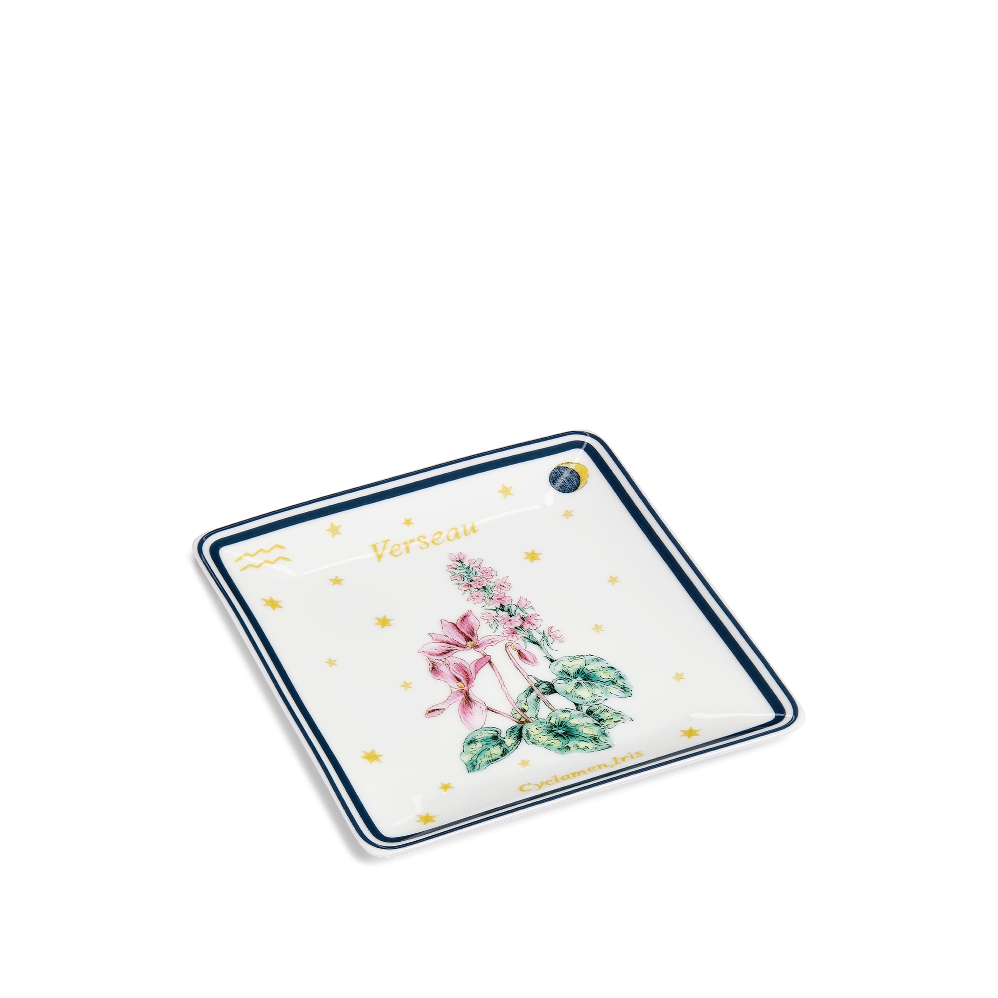 飾品托盤 米白色 Limoges 陶瓷配多色 Fleur du Zodiac 水瓶座主題圖案 E03