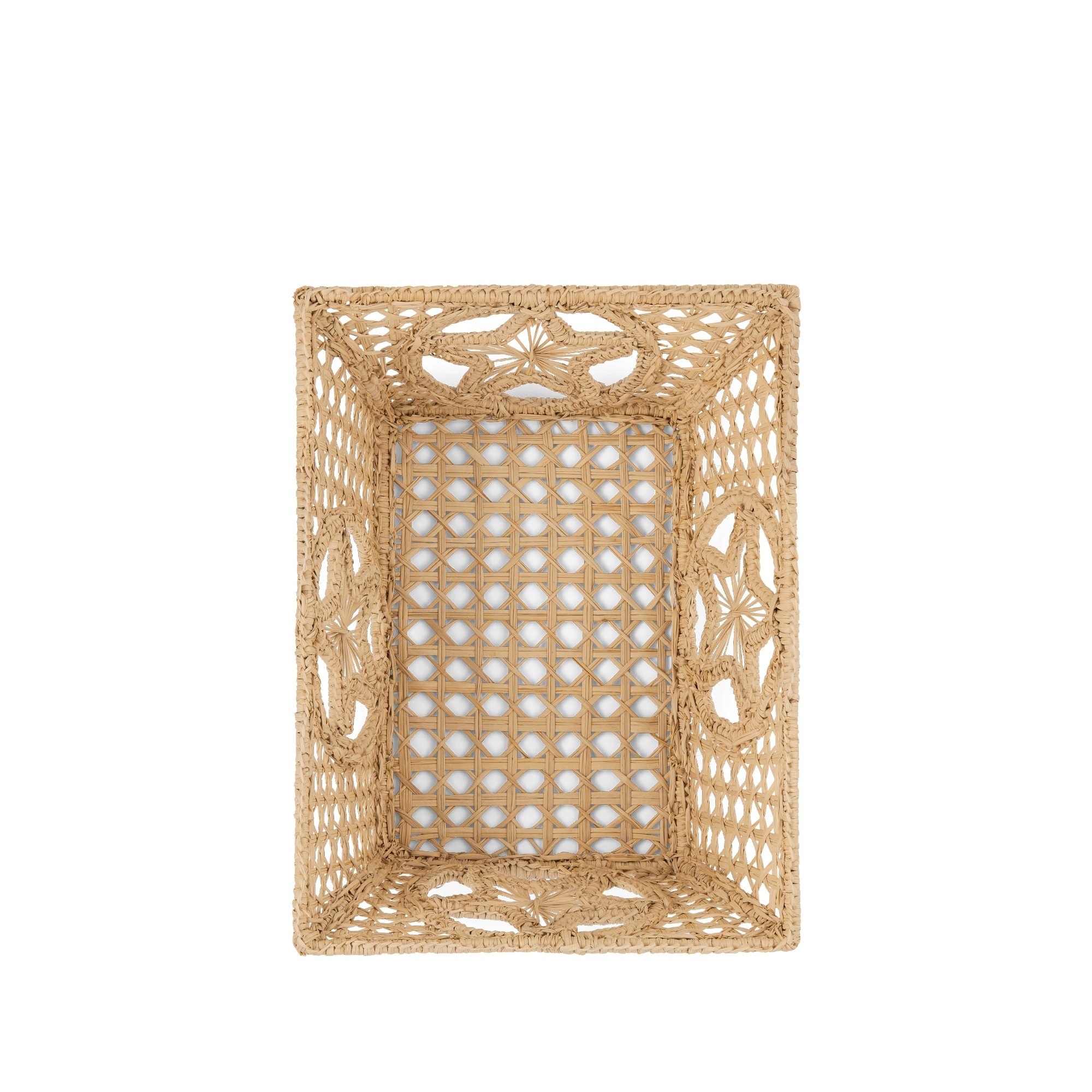 Rectangular Basket Beige Woven Star E06