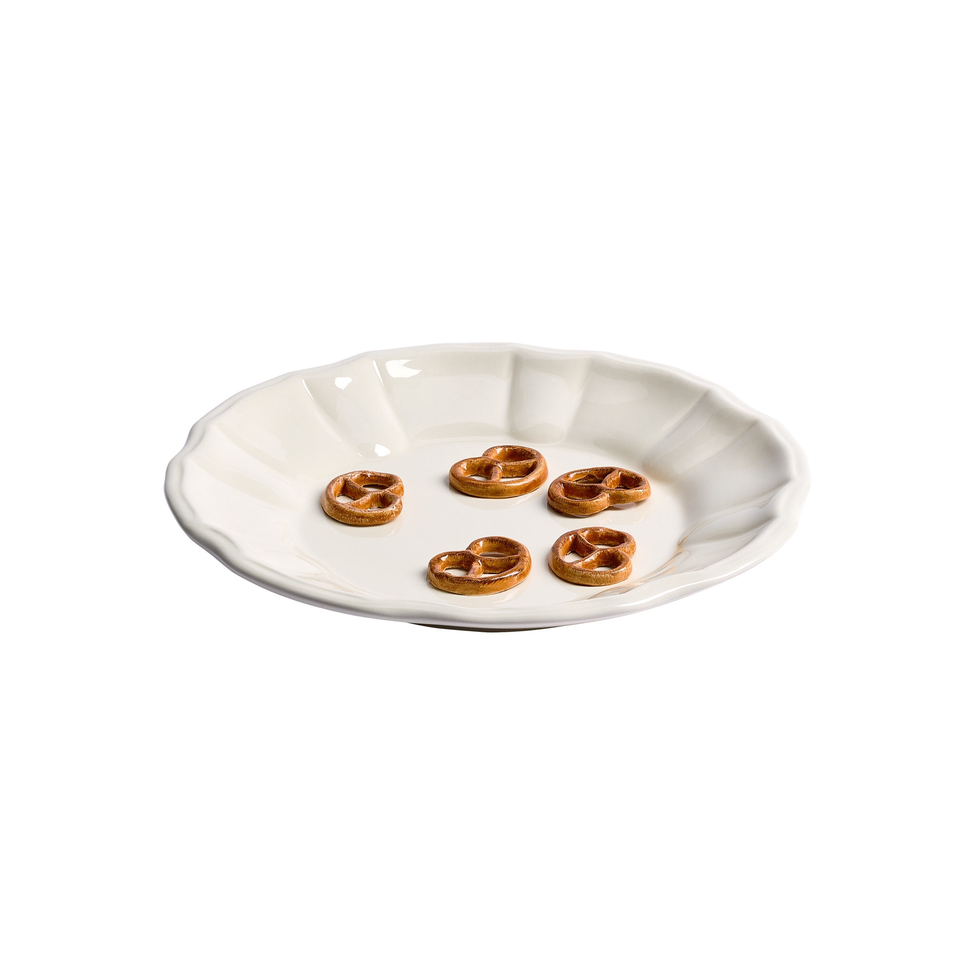DIOR フィッシュ柄デザートプレート Made in Italy Decorative Plate Ecru Ceramic with Pretzel Trompe-l'Oeil Motif