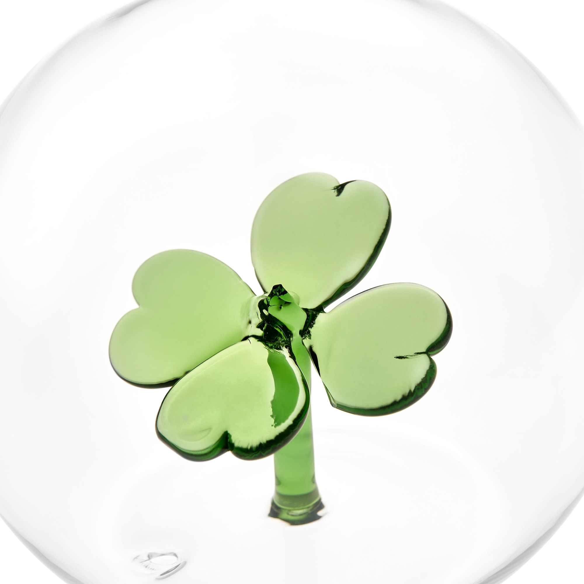 Kleine decoratieve glazen bal Groen klavertje E09