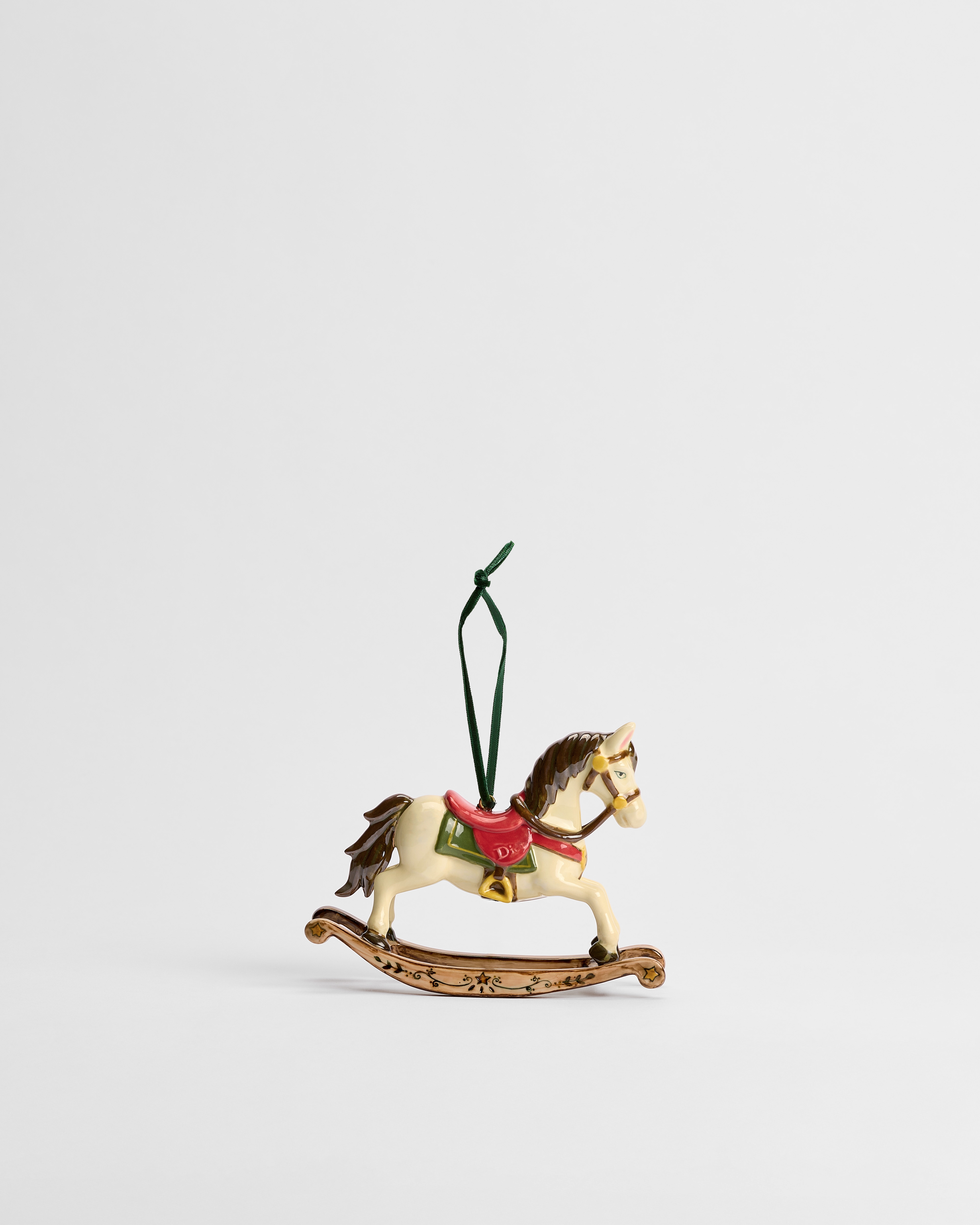 Rocking Horse Ornament Multicolor Ceramic E01