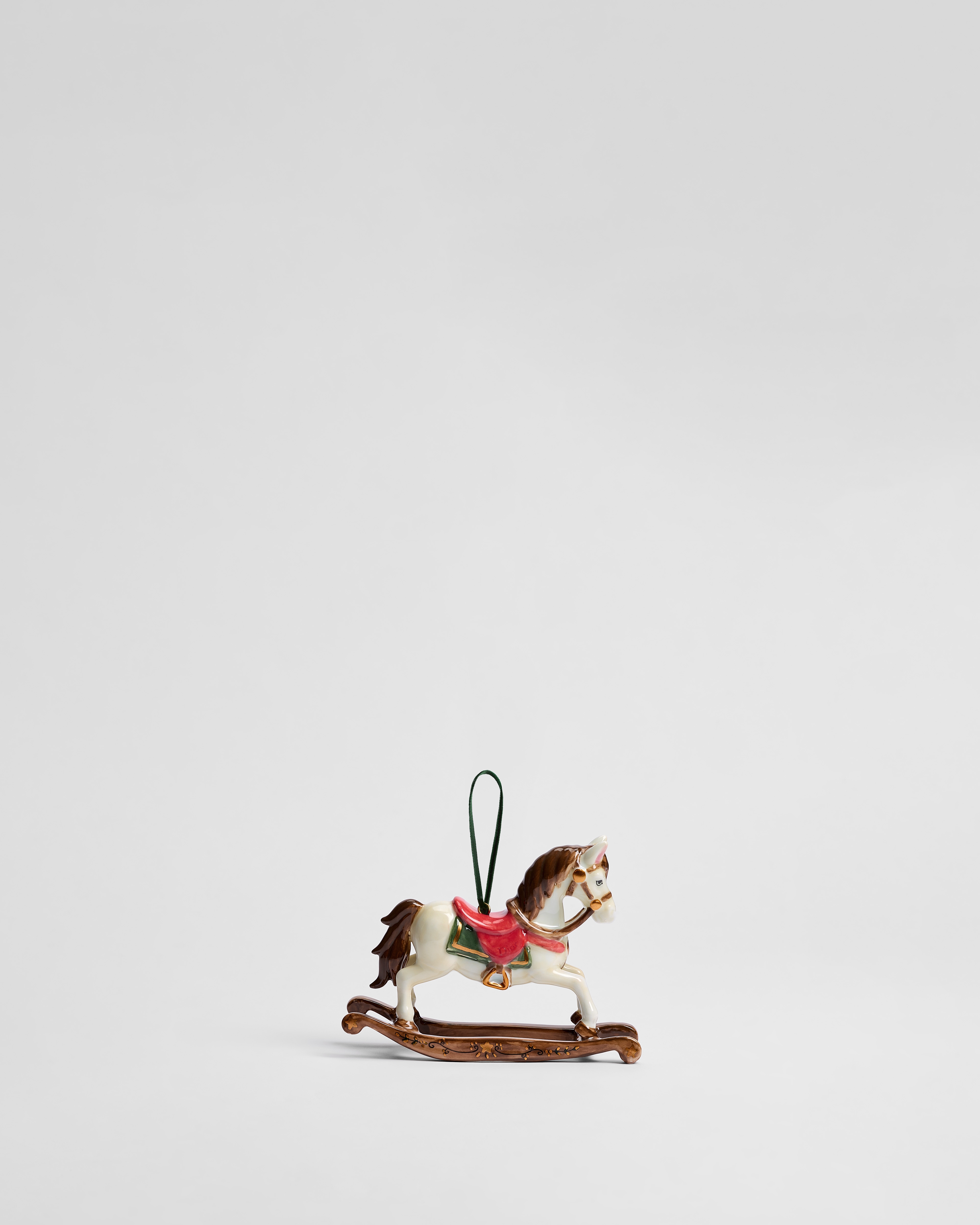 Rocking Horse Ornament Multicolor Ceramic E01
