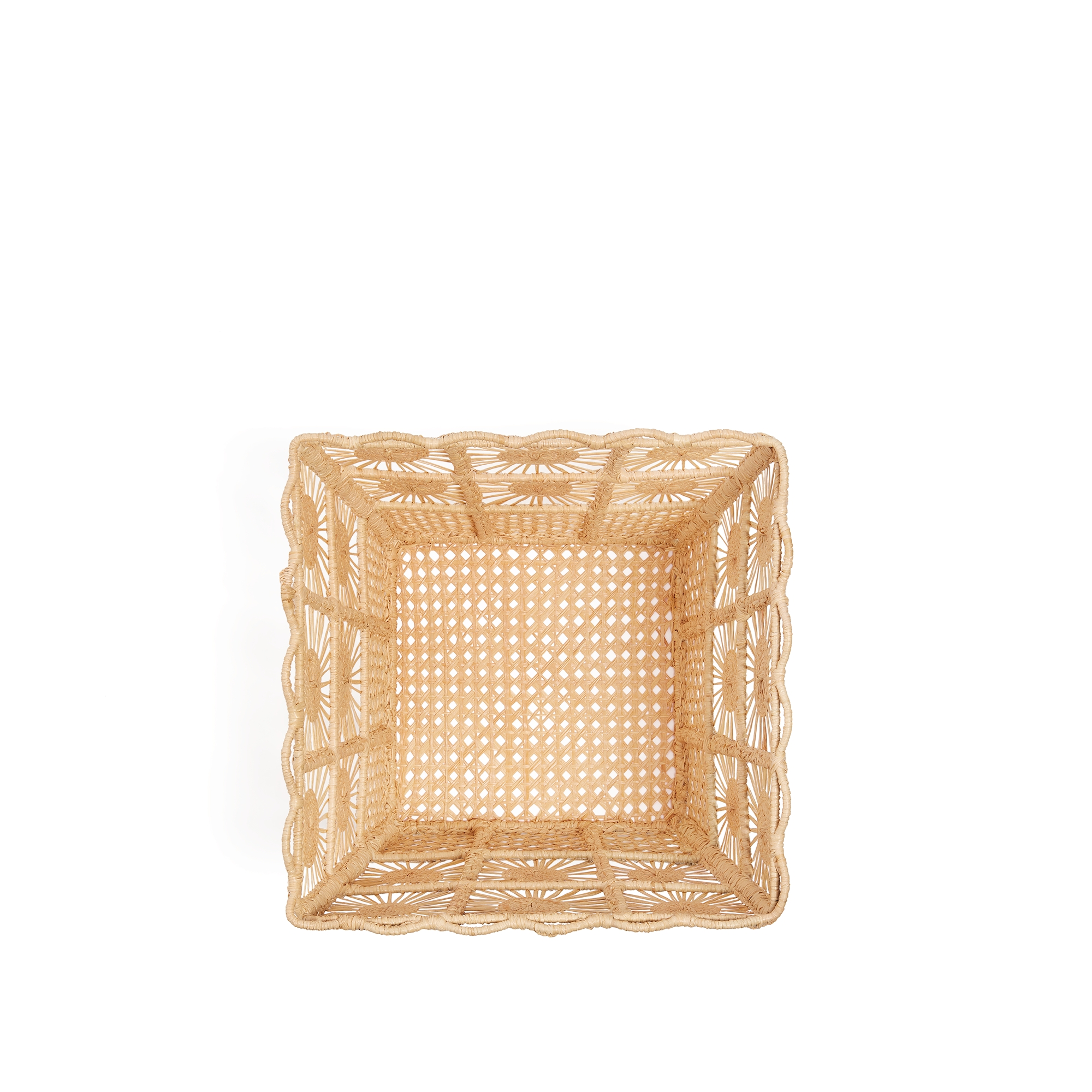 Wastepaper Basket Natural Raffia-Effect Fabric E06