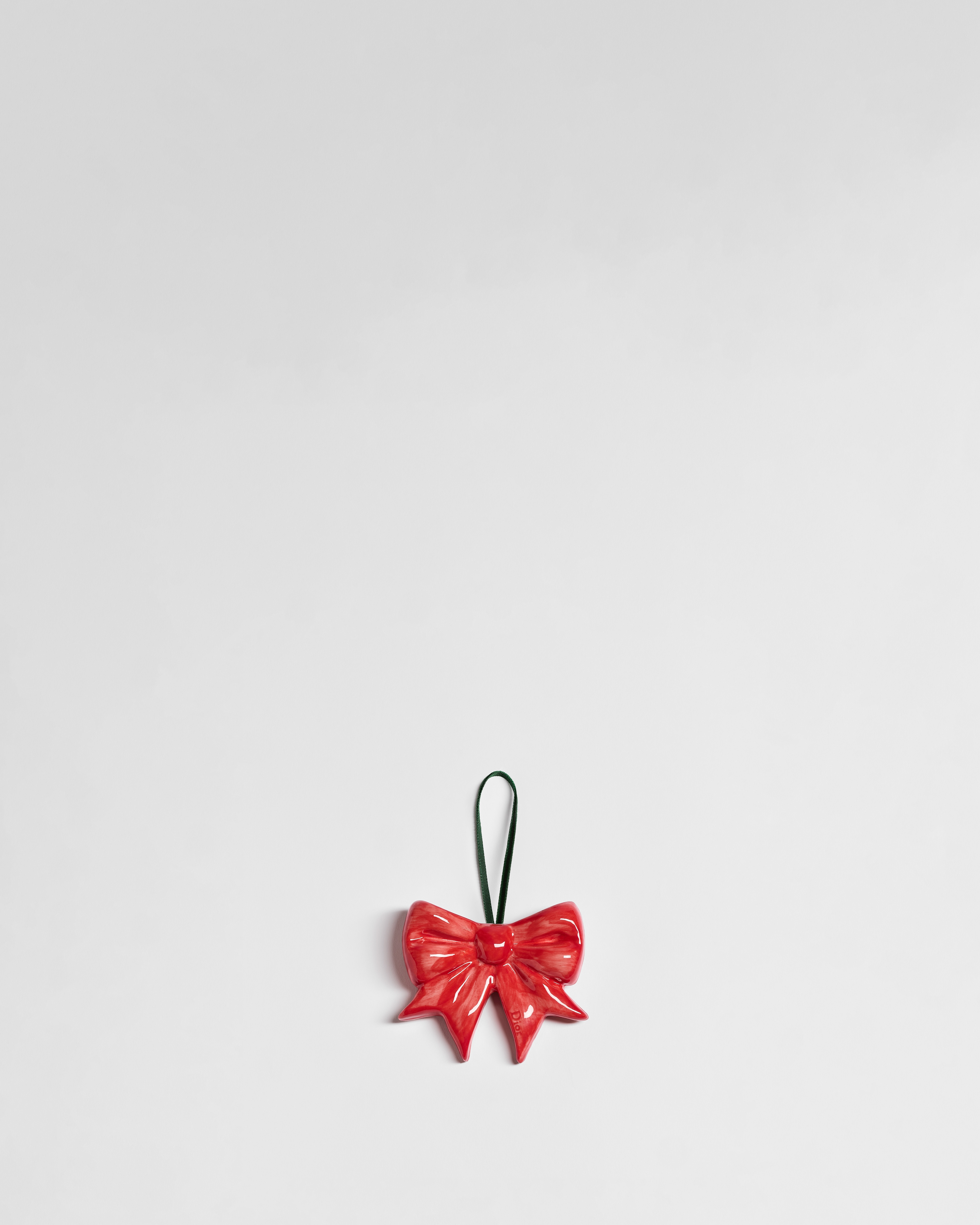 Bow Ornament Red Ceramic E01
