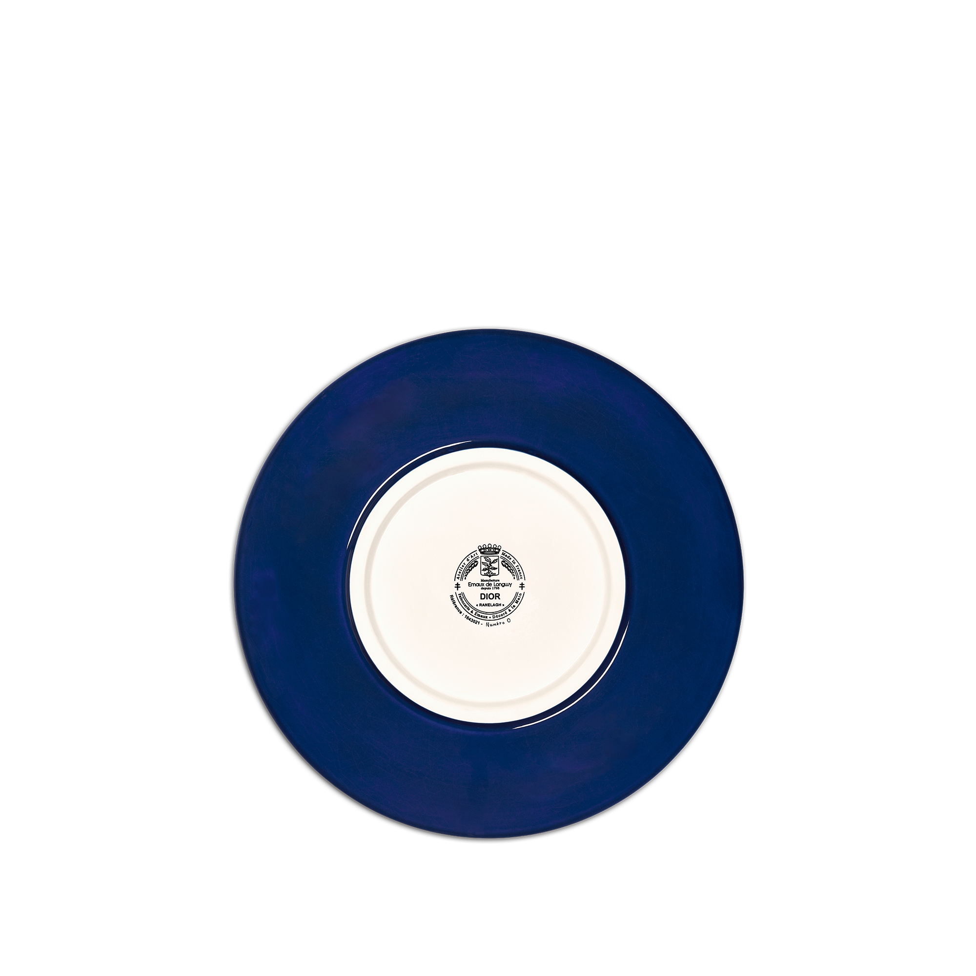 Large Dish Manufacture des Émaux de Longwy for Dior, Blue Ceramic and Enamel with Multicolor Floral Motif E08