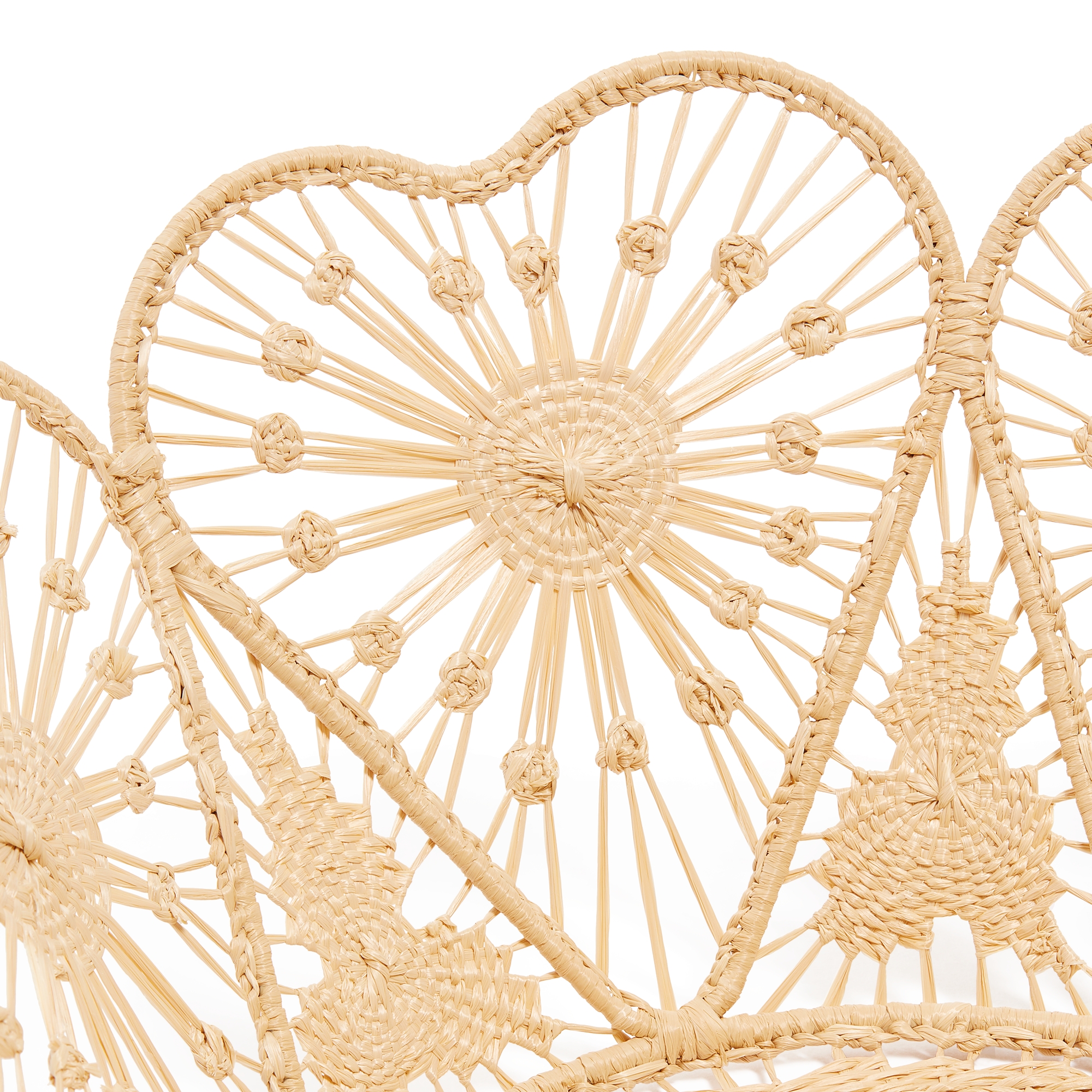 Zwei Körbe im Set mit Herzmotiv Stoff in Raffiabastoptik in Naturfarbe E09
