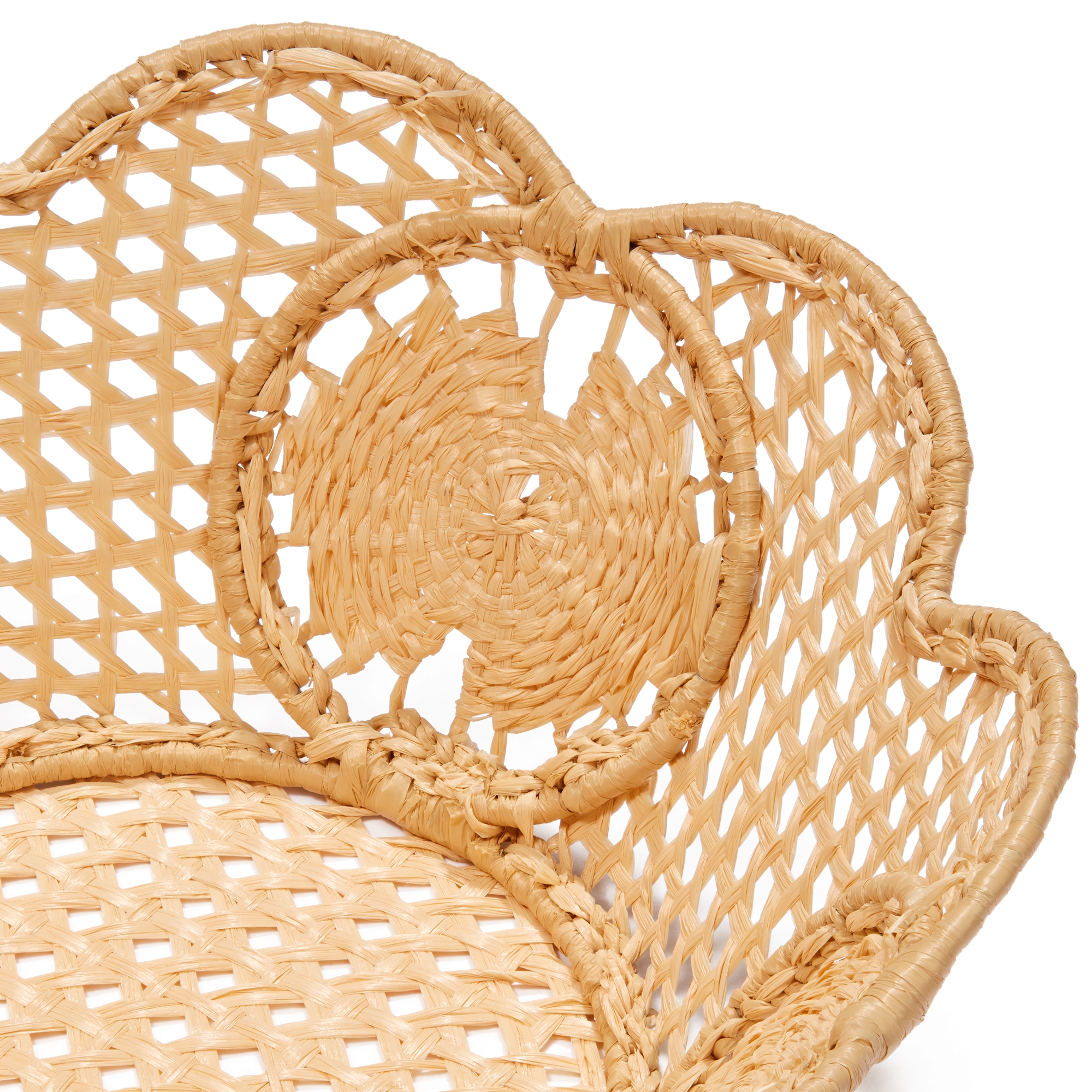 ラウンドバスケットセット Natural Raffia-Effect Fabric E09