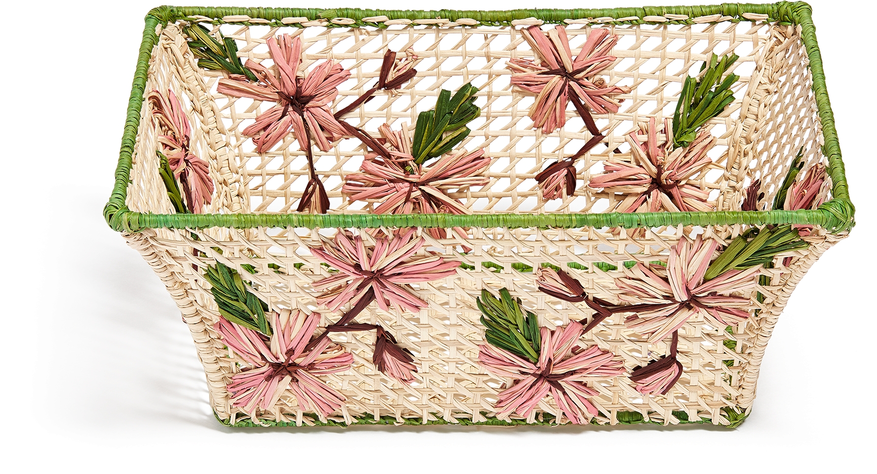 Basket Pink and Green Les Cerisiers Natural Raffia | DIOR