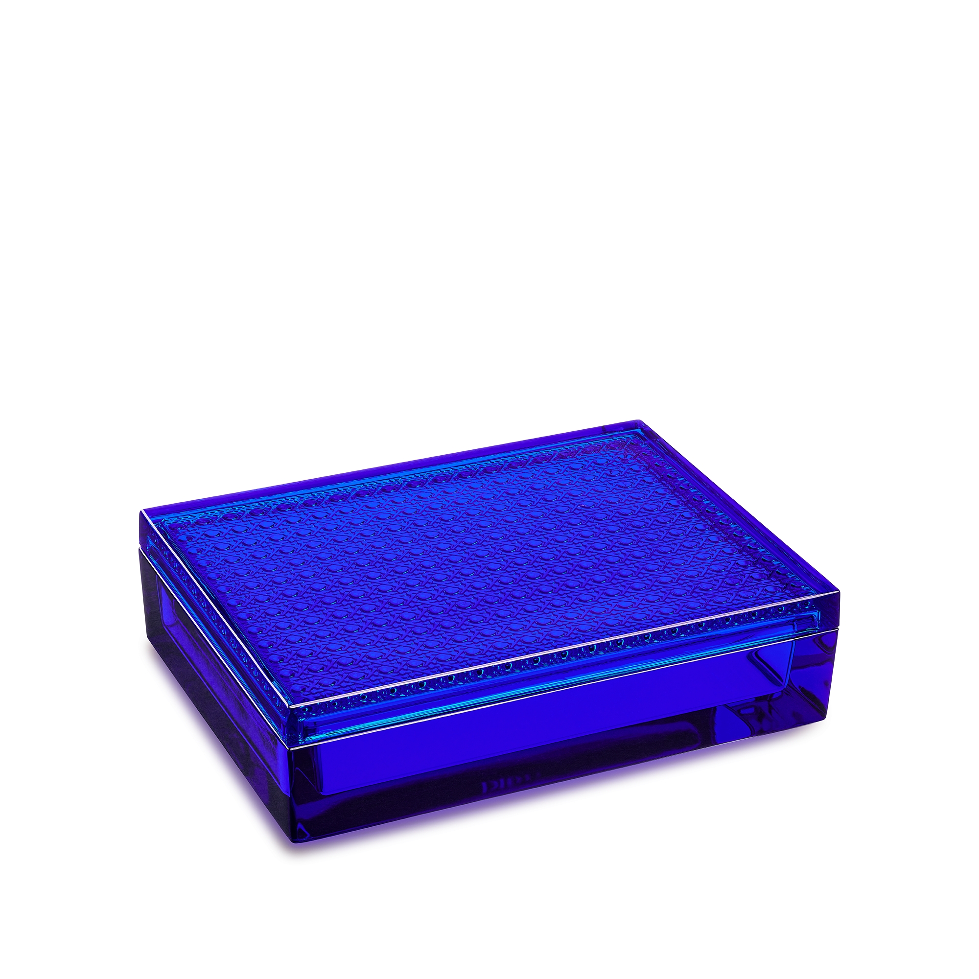 Boîte Cristal bleu à motif Cannage E03