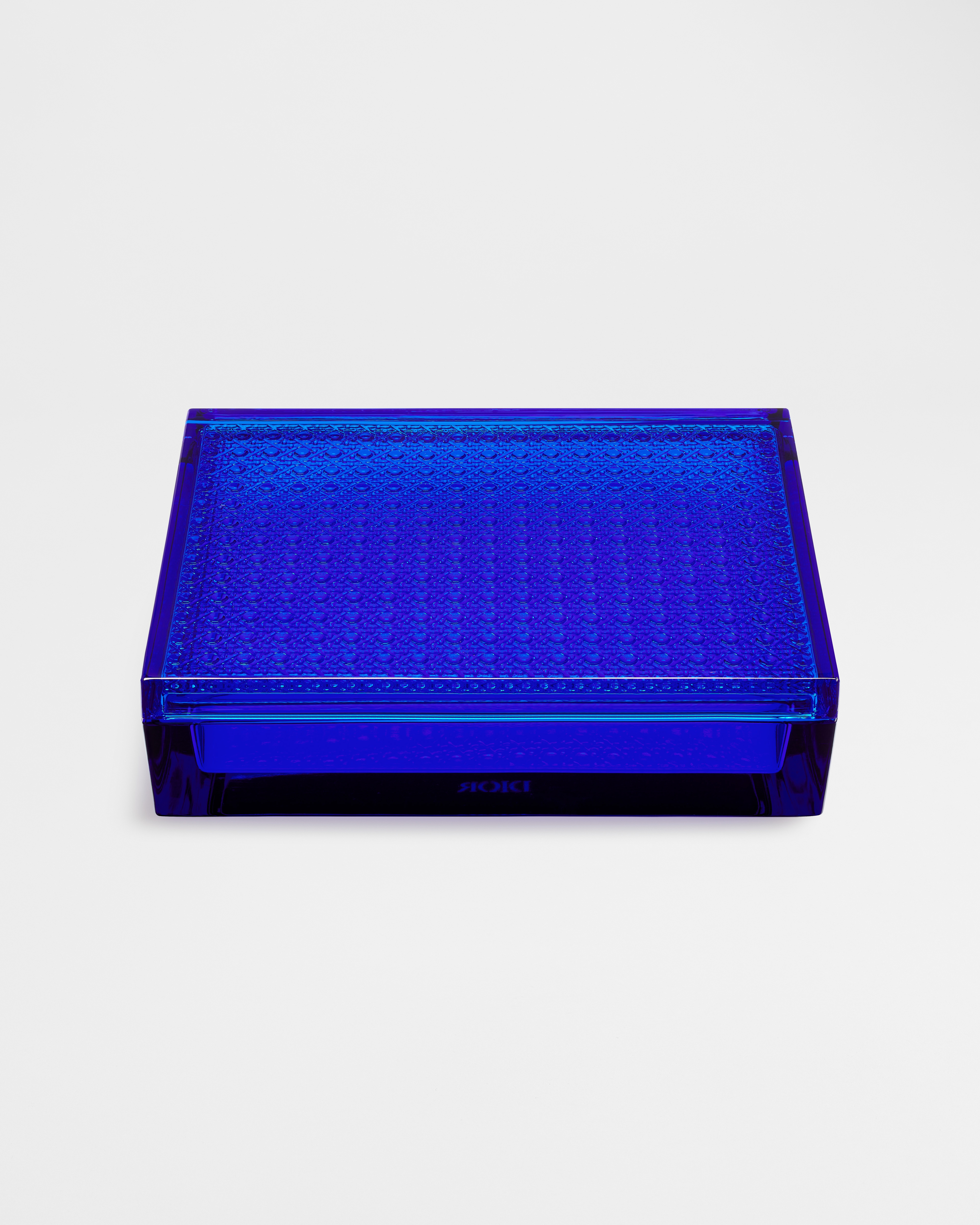 Schachtel Blaues Kristall mit Cannage Motiv E01