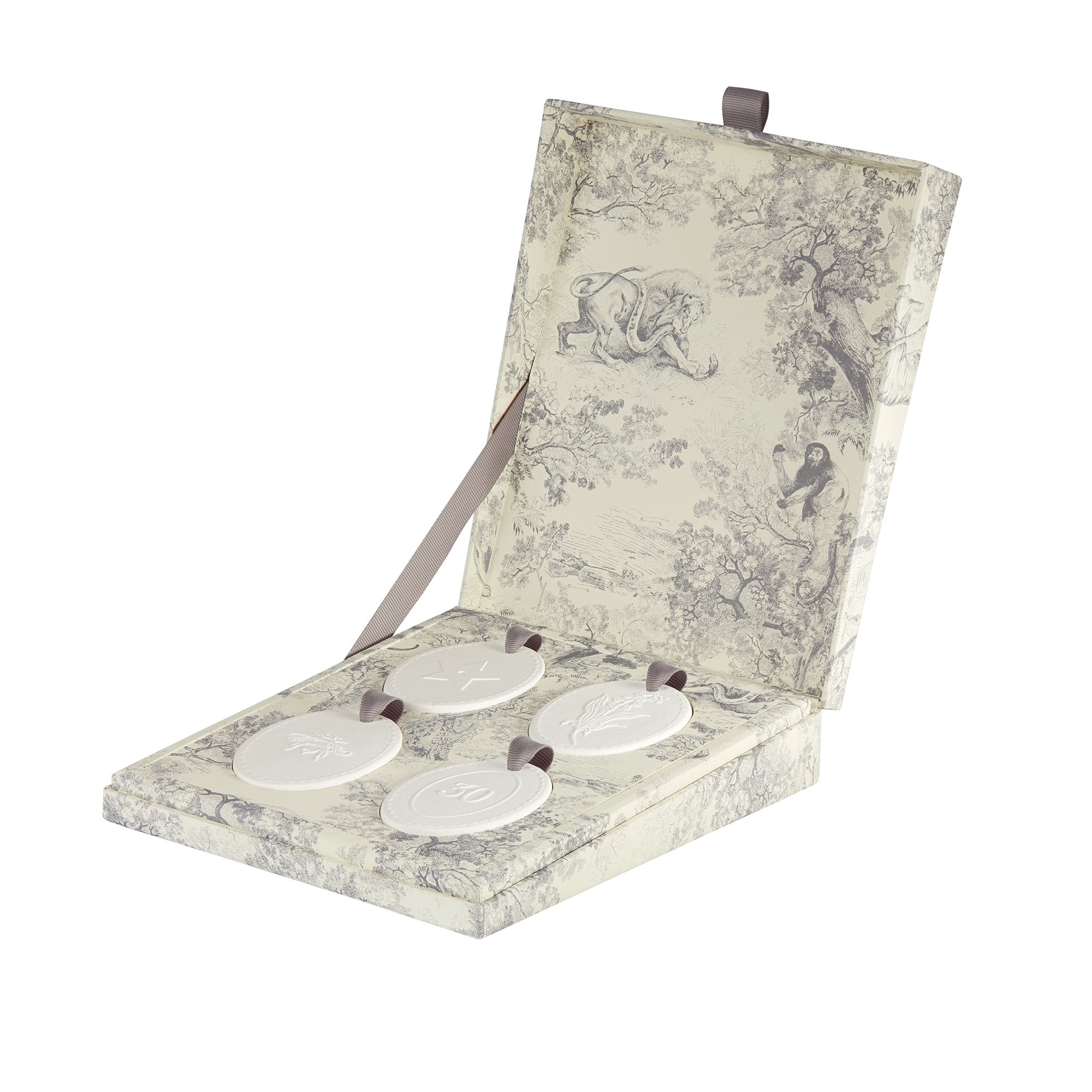 Set van vier medaillons Veelkleurig Toile de Jouy-motief E03