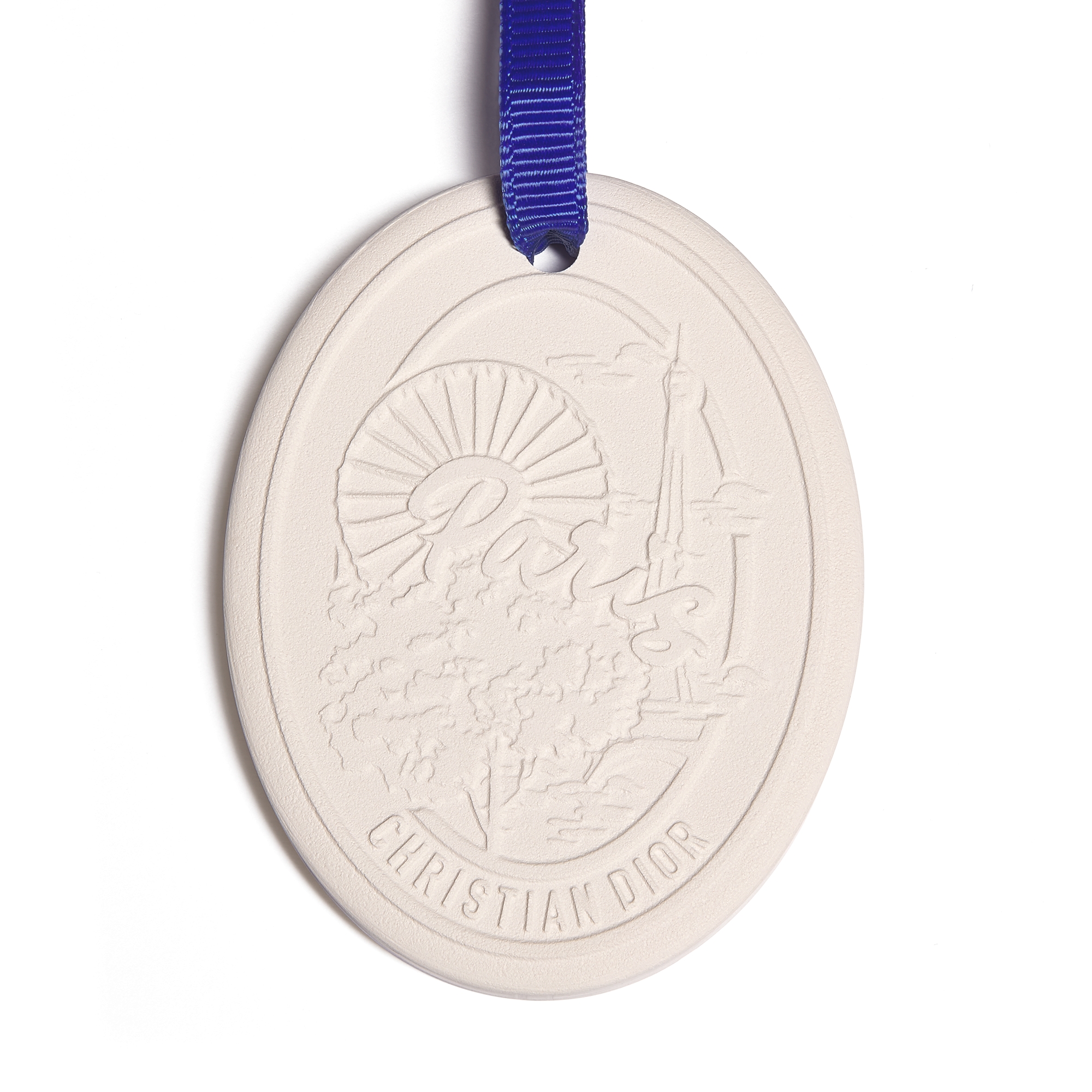 Set of Four Rose de Paris Scented Medallions White Ceramic with Dioriviera Souvenir Motif E12