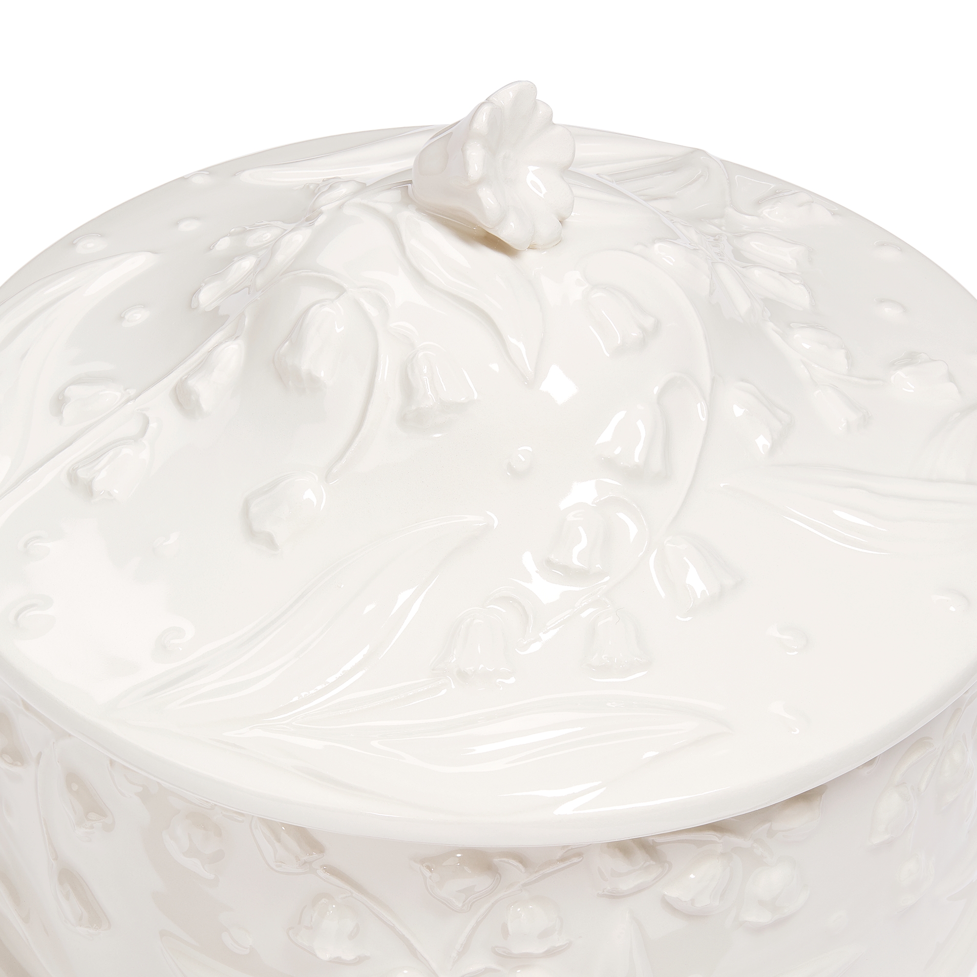 Large Box White Ceramic with Raised Lily Dior Motif E09