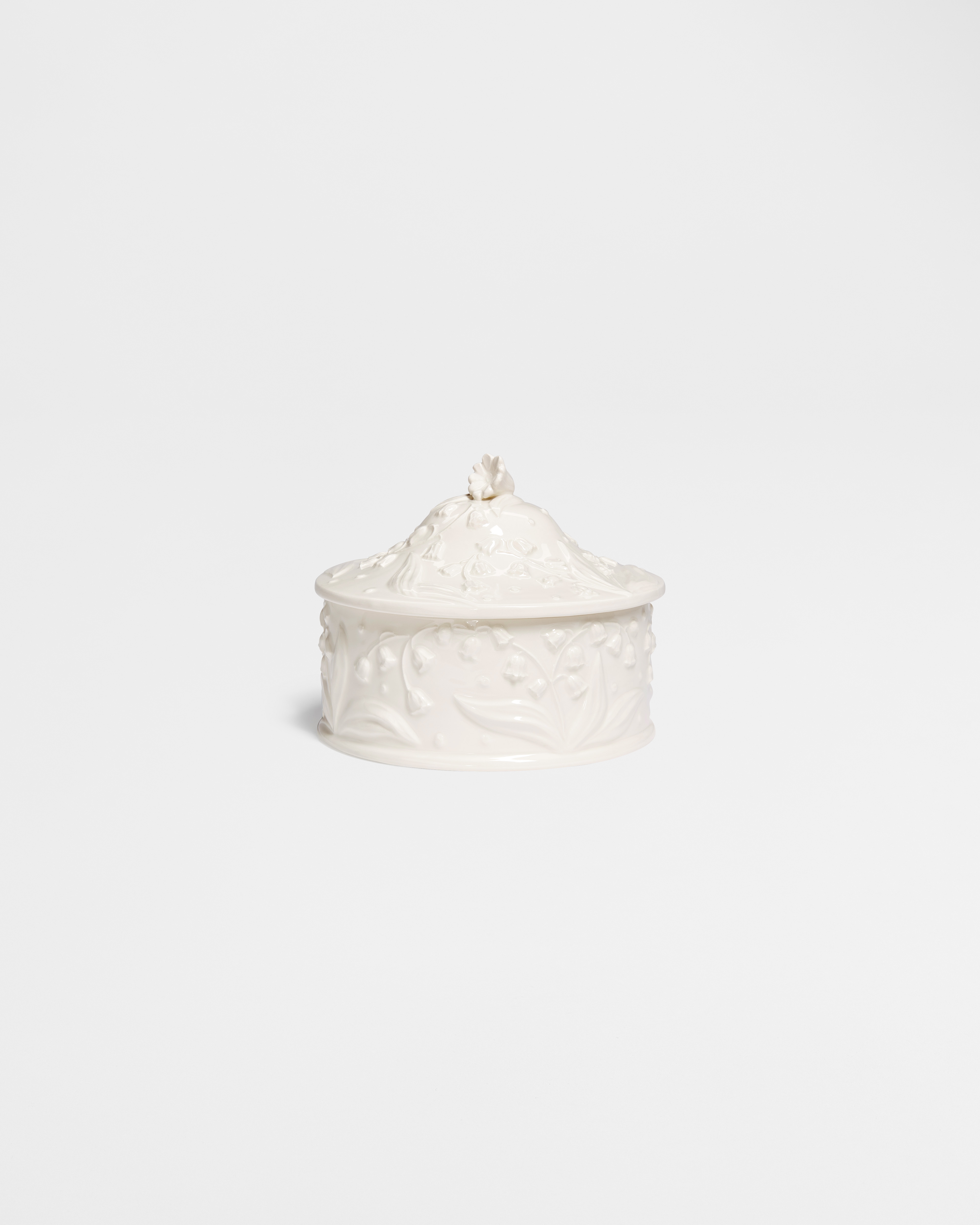 Large Box White Ceramic with Raised Lily Dior Motif E01