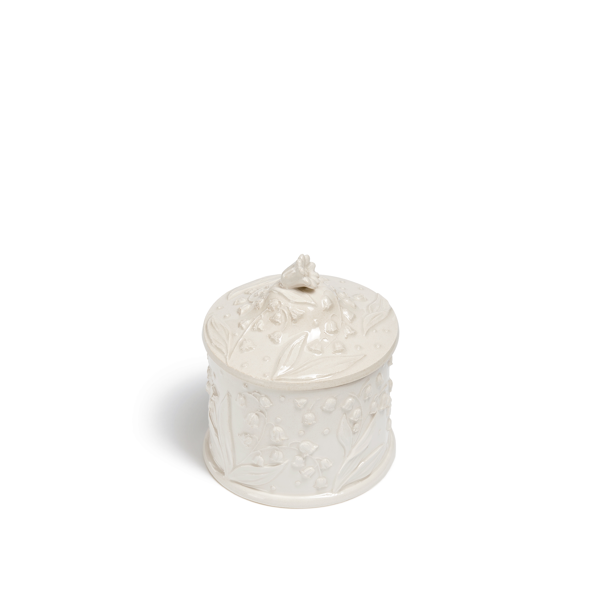 Boîte Faïence blanche à motif Lily Dior en relief E03