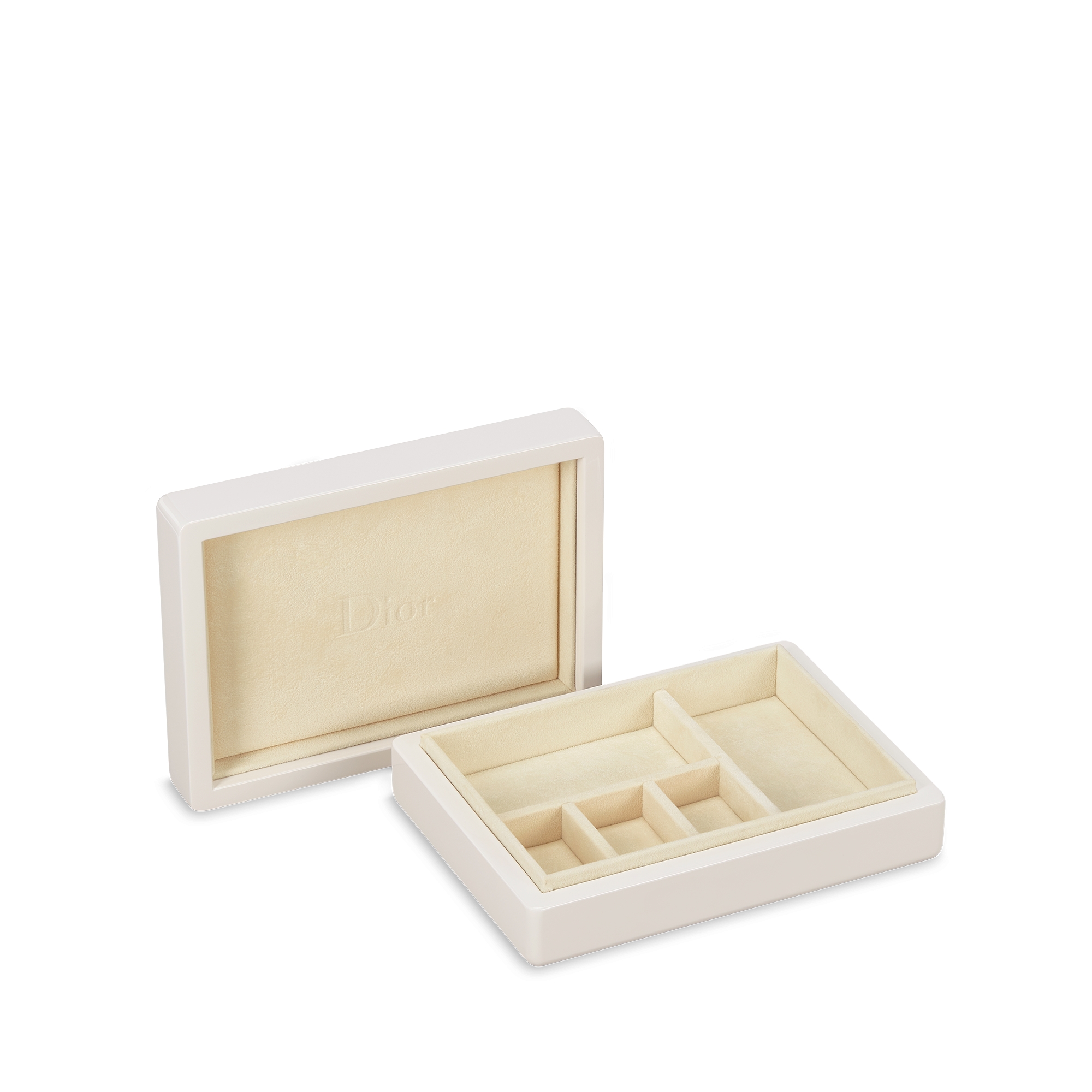 Boîte à bijoux Bois laqué et marqueterie de paille à motif Cannage Tartan blancs E06