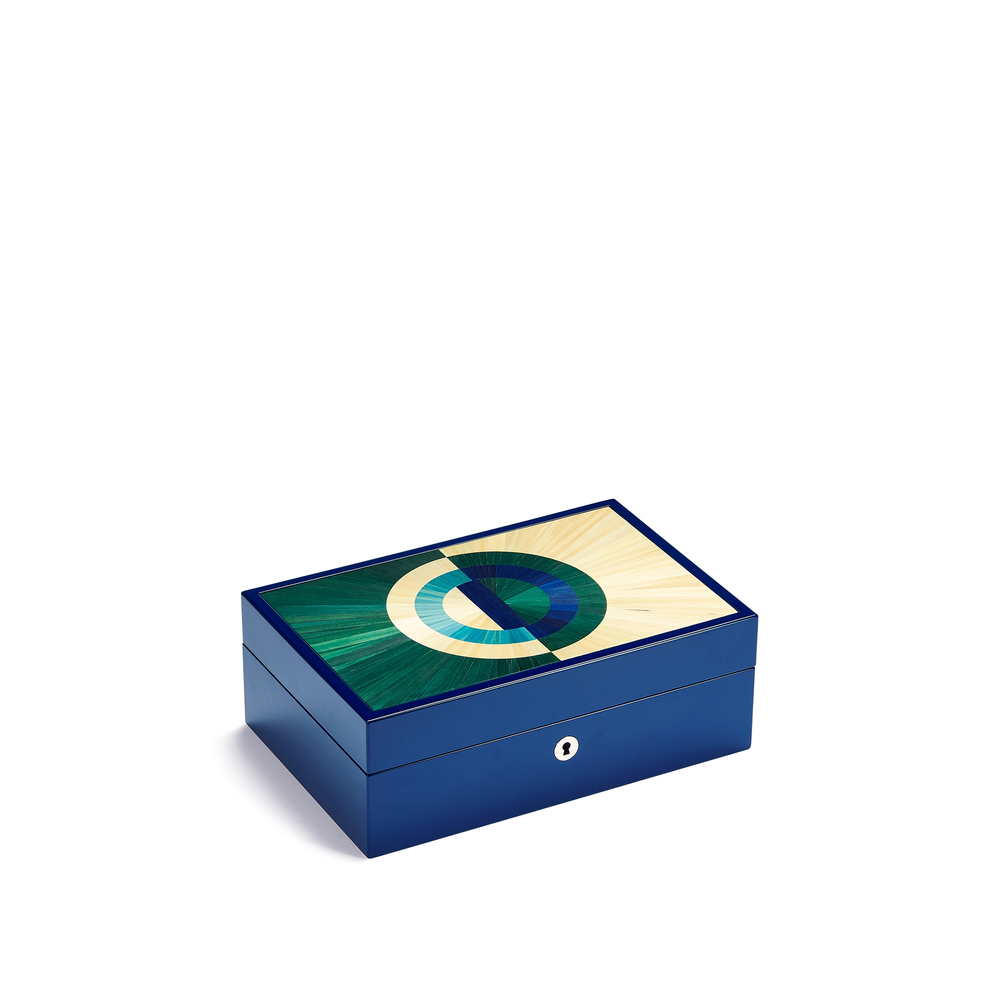 八枚手錶收納盒 漆木、天鵝絨和天然稻穗搭配綠色 CD Entrelacés 圖案 E03