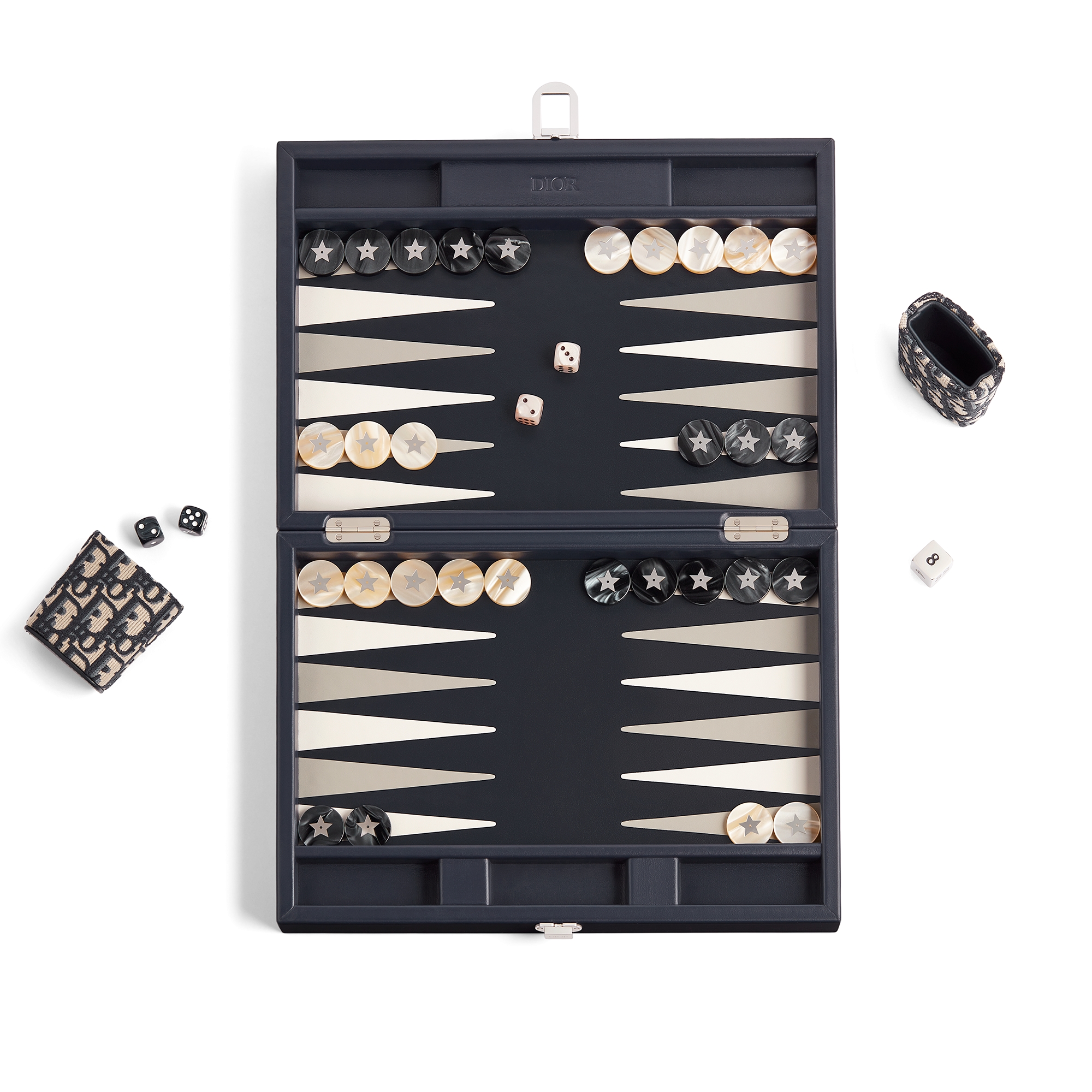 Large Embroidered Backgammon Blue Dior Oblique E13