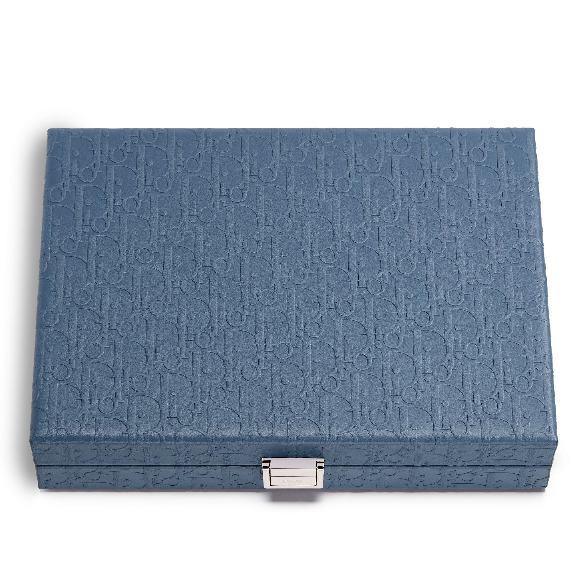Small Leather Backgammon Blue Dior Oblique E01